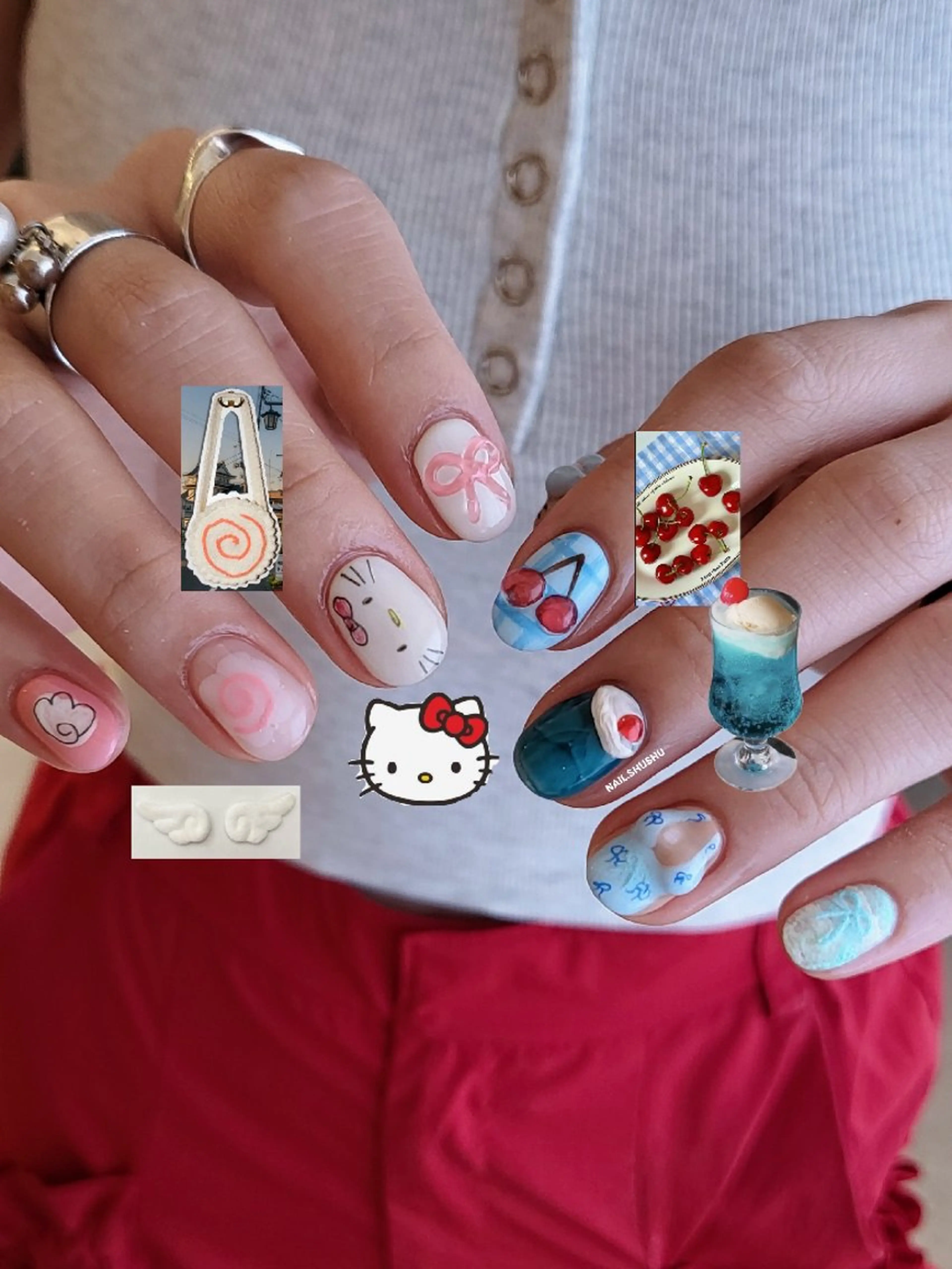 ネイル ハンドネイル 3dパーツ/流行り 👧shushu❤️のネイルデザイン