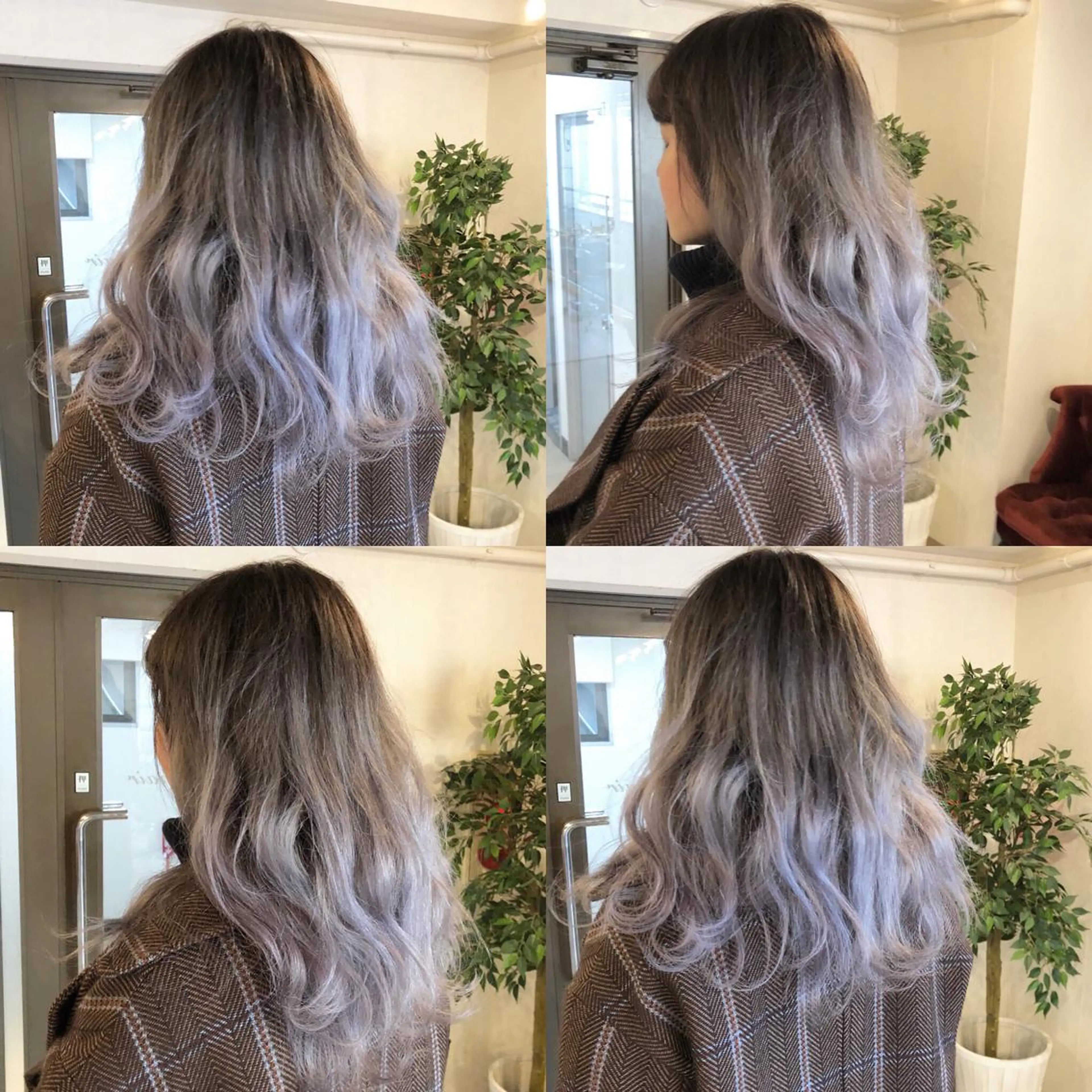 セミロング カラー アディクシーカラー ブリーチ グレージュ シルバー JIL BLAN 京都のヘアスタイル