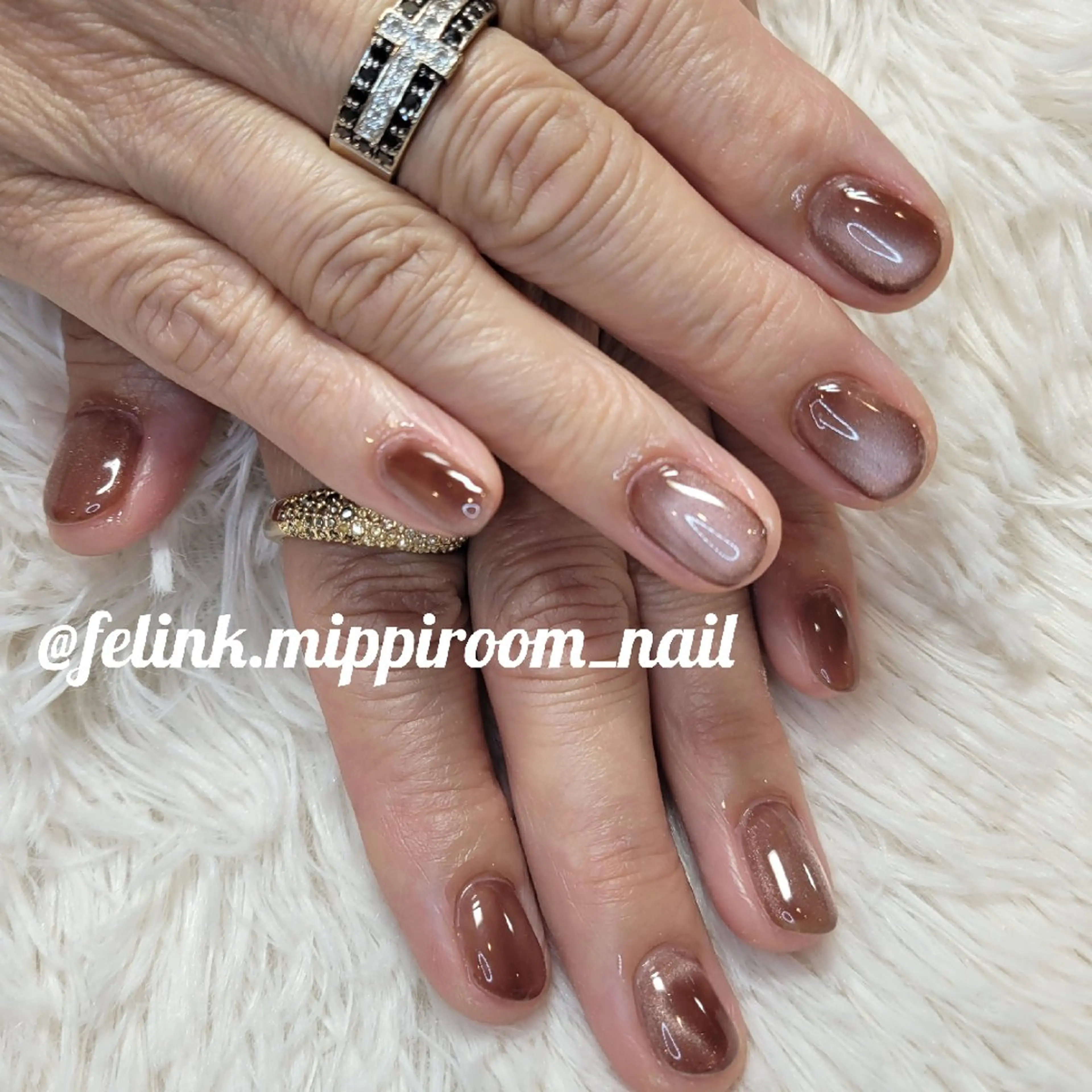 ネイル ブラウン マグネットネイル Nail&Eyelash ビューティーサロンFelink所属・felink  miyuki のネイルデザイン