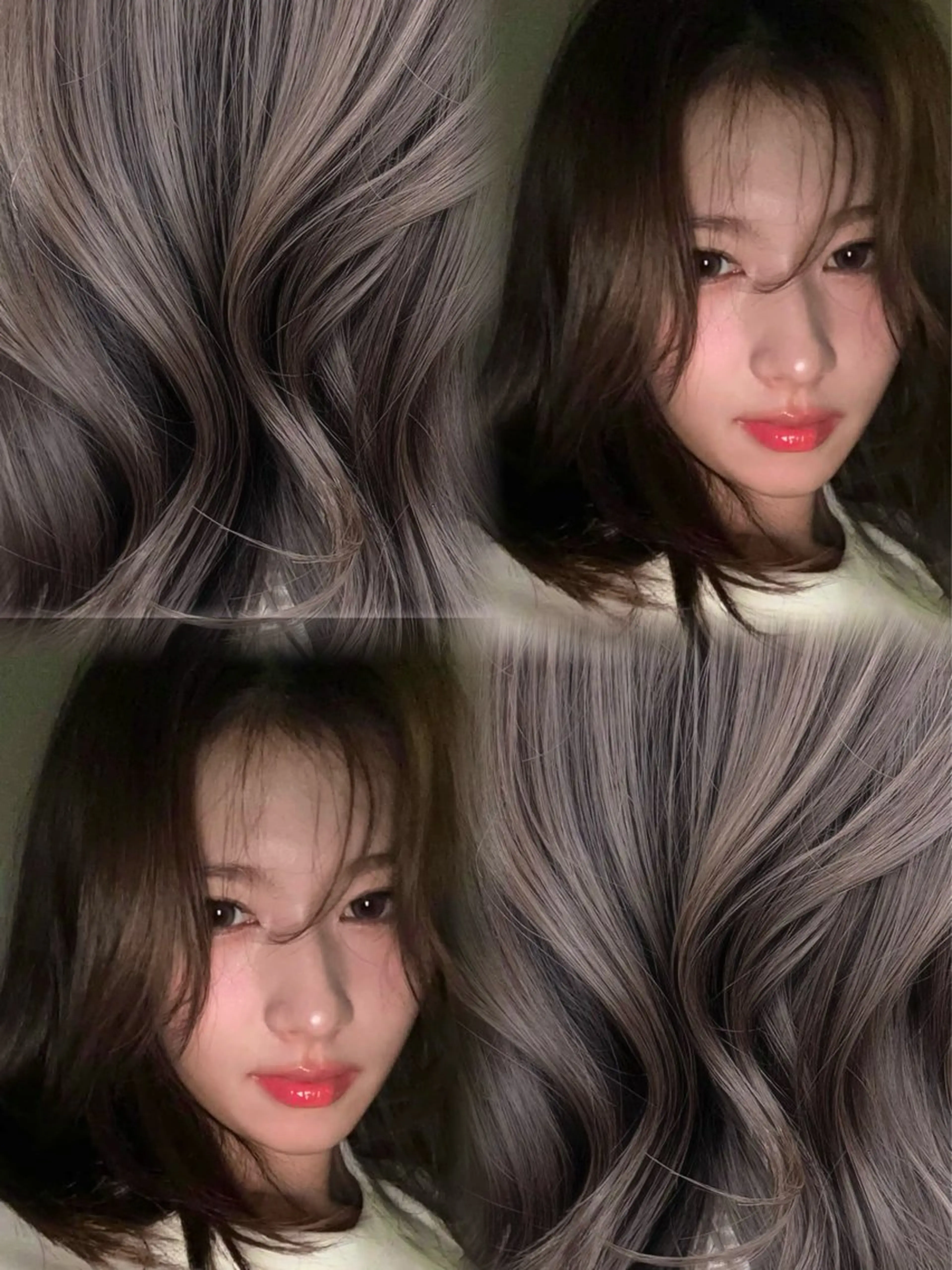 ミディアム カラー カット ヘアカラー トリートメント 韓国レイヤー/透明感 カラー/髪質改善角所のヘアスタイル