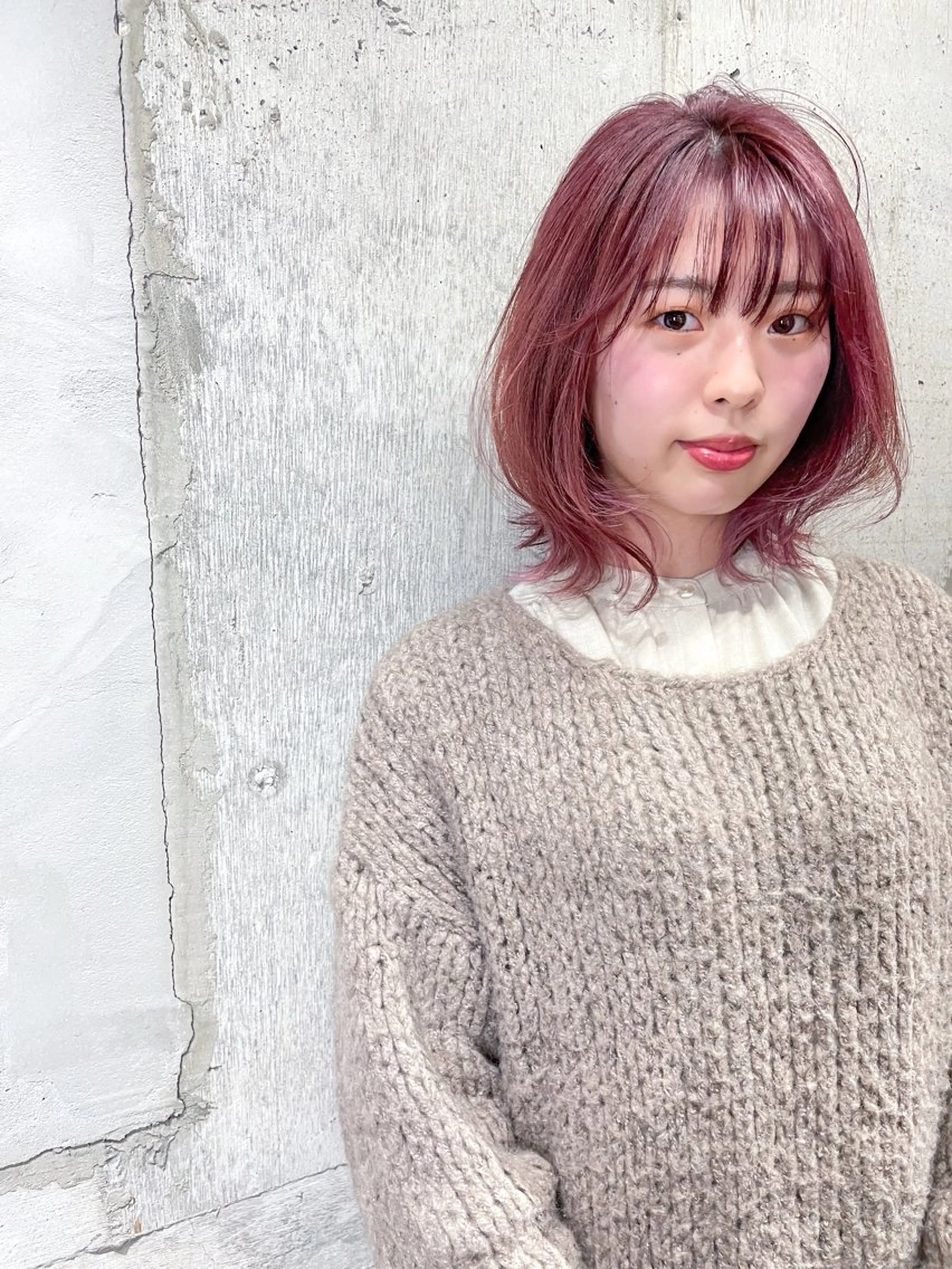 ミディアム レイヤーカット 外ハネヘア ヘアカラー レイヤー/ショート/ 艶カラー/なかちゃんのヘアスタイル