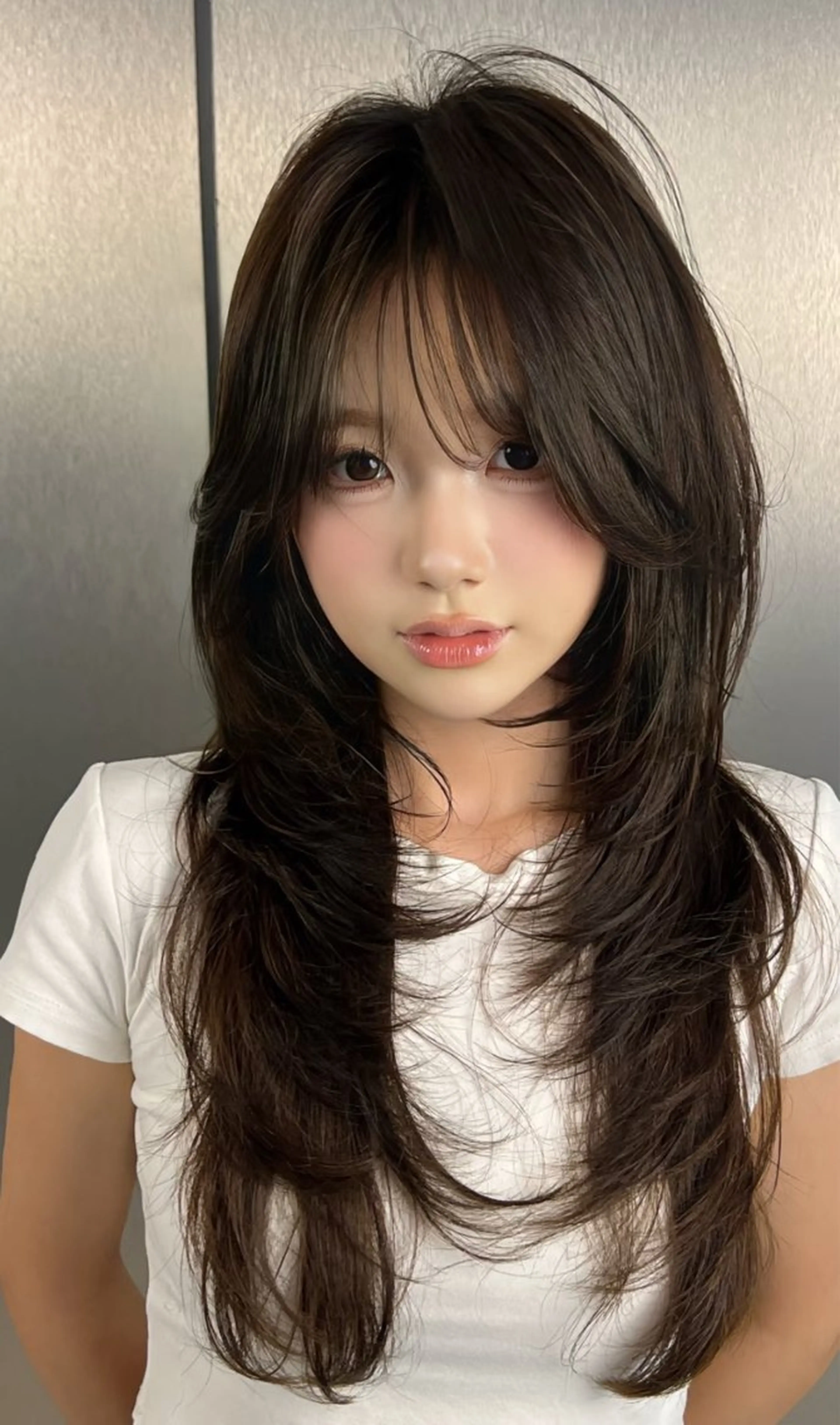 ロング カラー ブリーチ ケアカラー ブリーチなしカラー 髪質改善 韓国風ヘア カット ヘアカラー トリートメント ヘアセット ARMONY表参道店所属・韓国風レイヤーカラー ライムのヘアスタイル