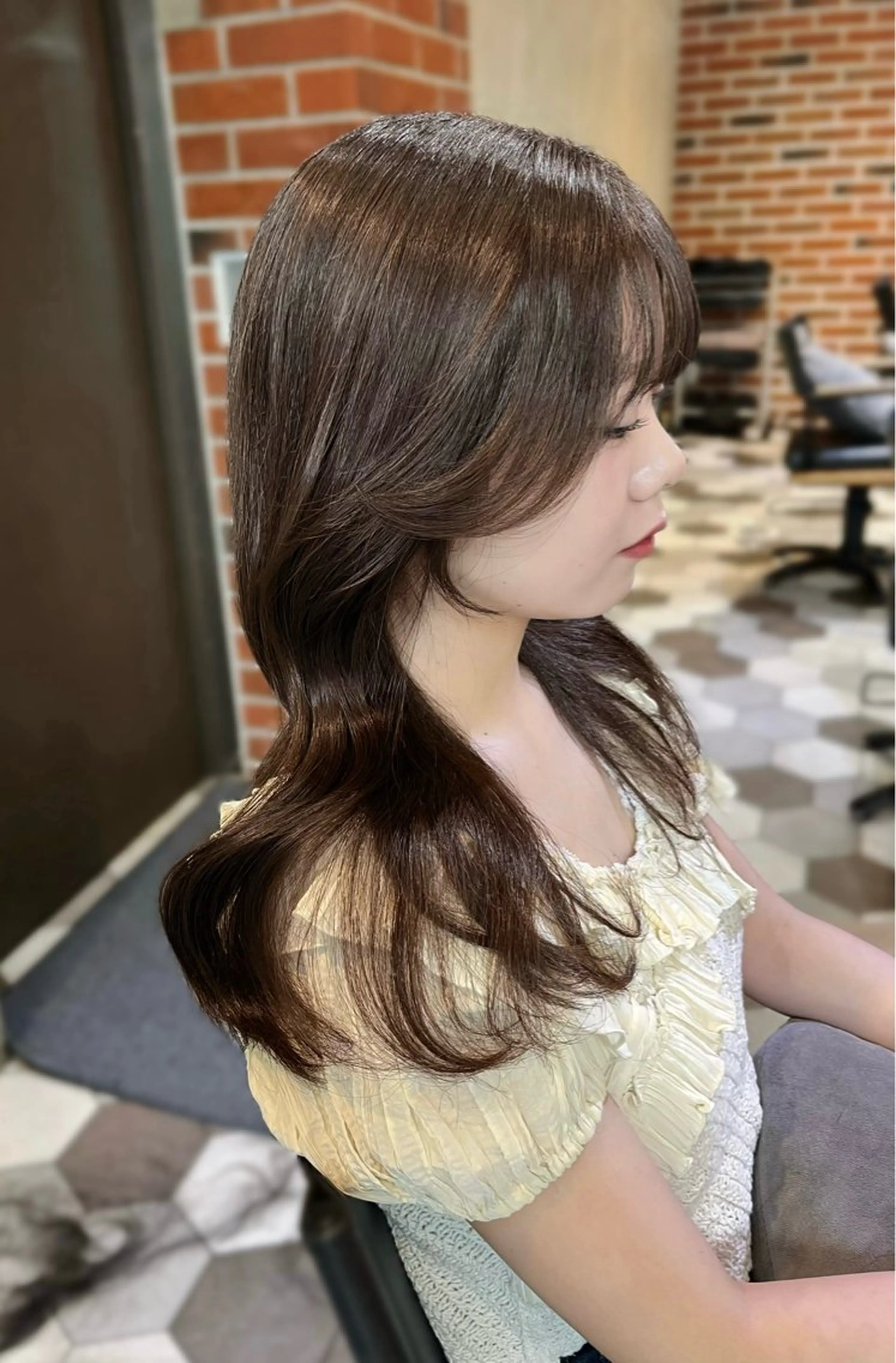 カラー ヘアアレンジ カット ヘアカラー 似合わせ顔まわり カット🤍森尾真由美のヘアスタイル