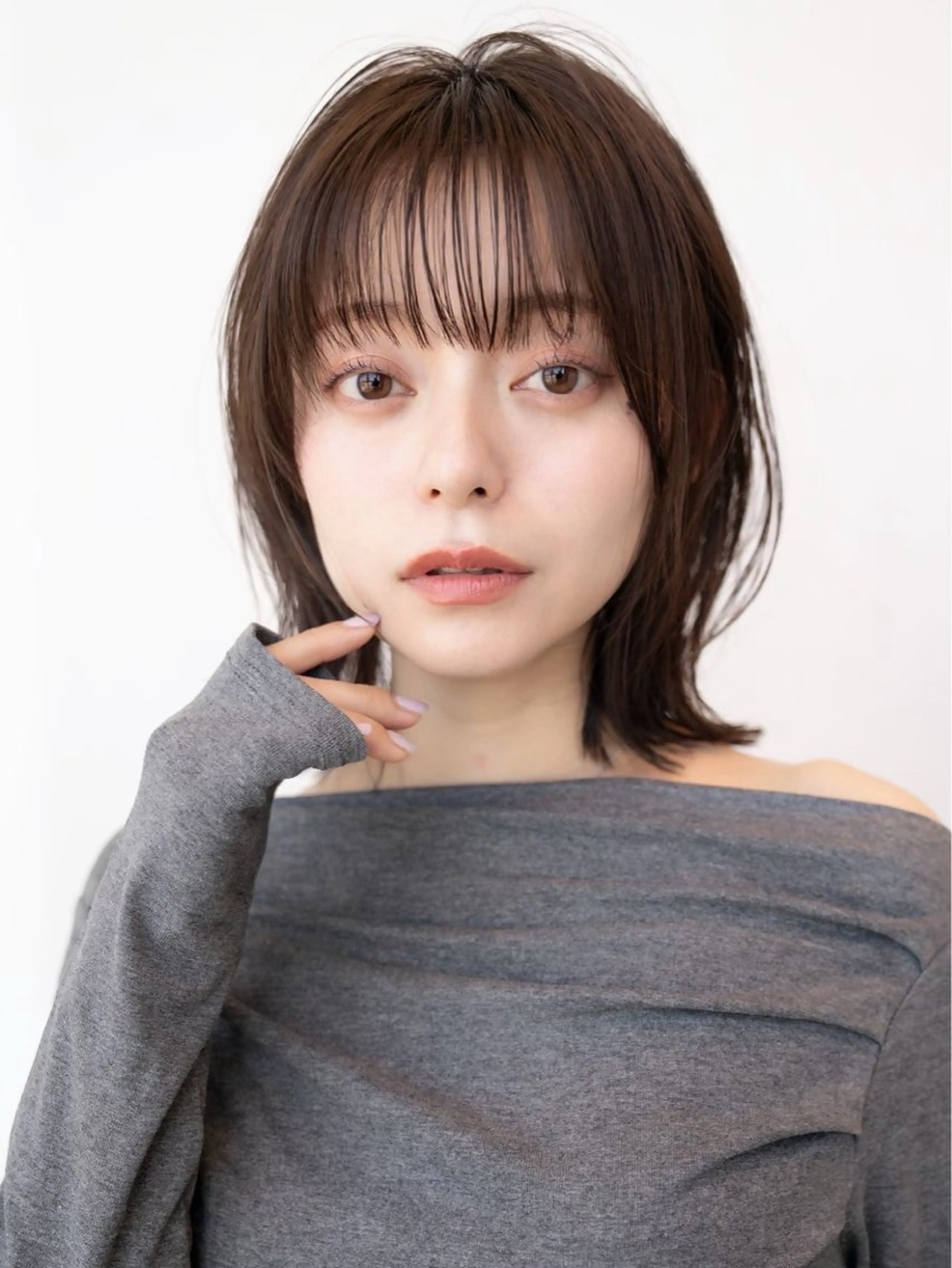 ミディアム カラー カット ヘアカラー トリートメント 垢抜けボブカット /楓のヘアスタイル