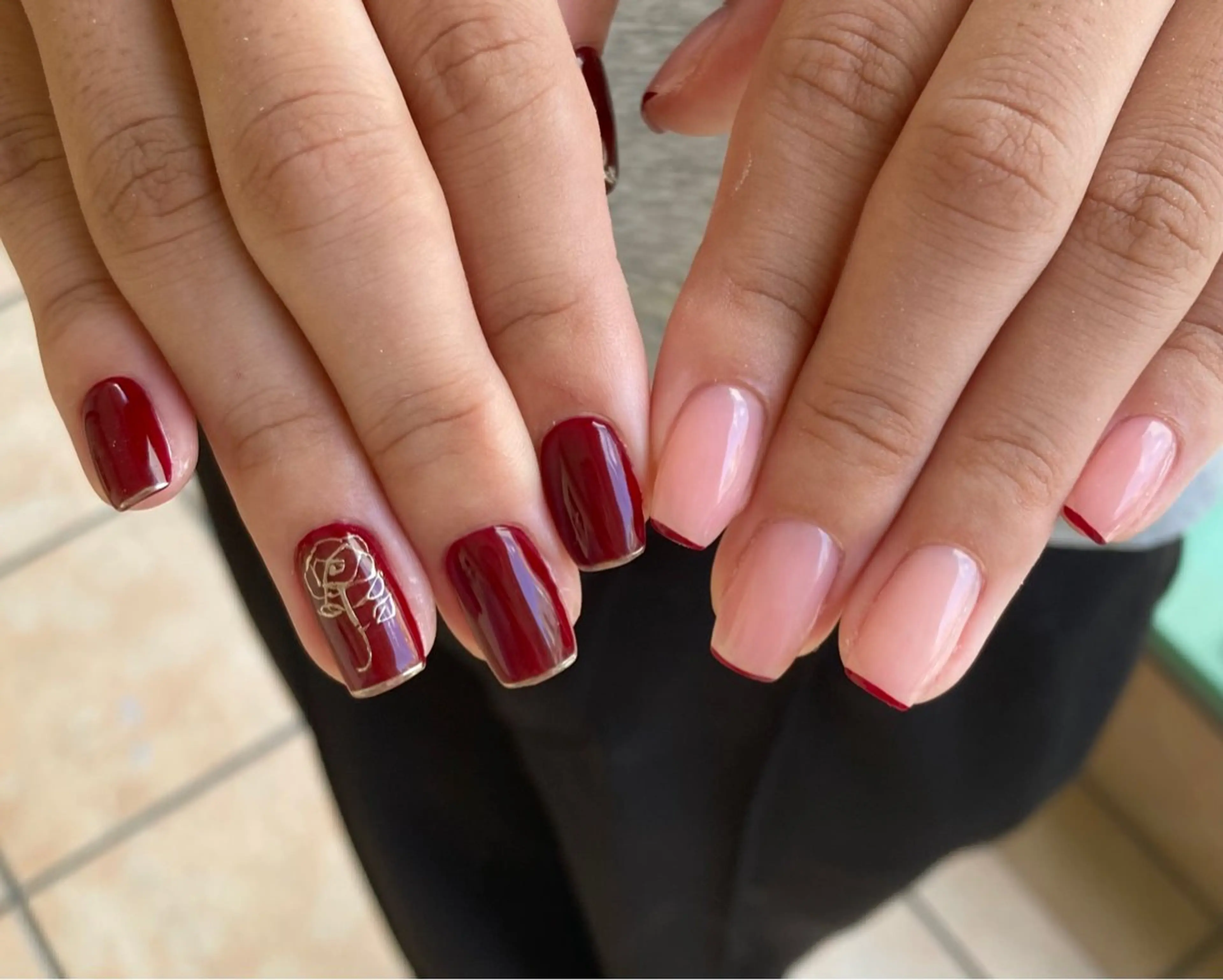 ネイル ボルドー nail salon neige所属・ジェムネイル Risa.のネイルデザイン