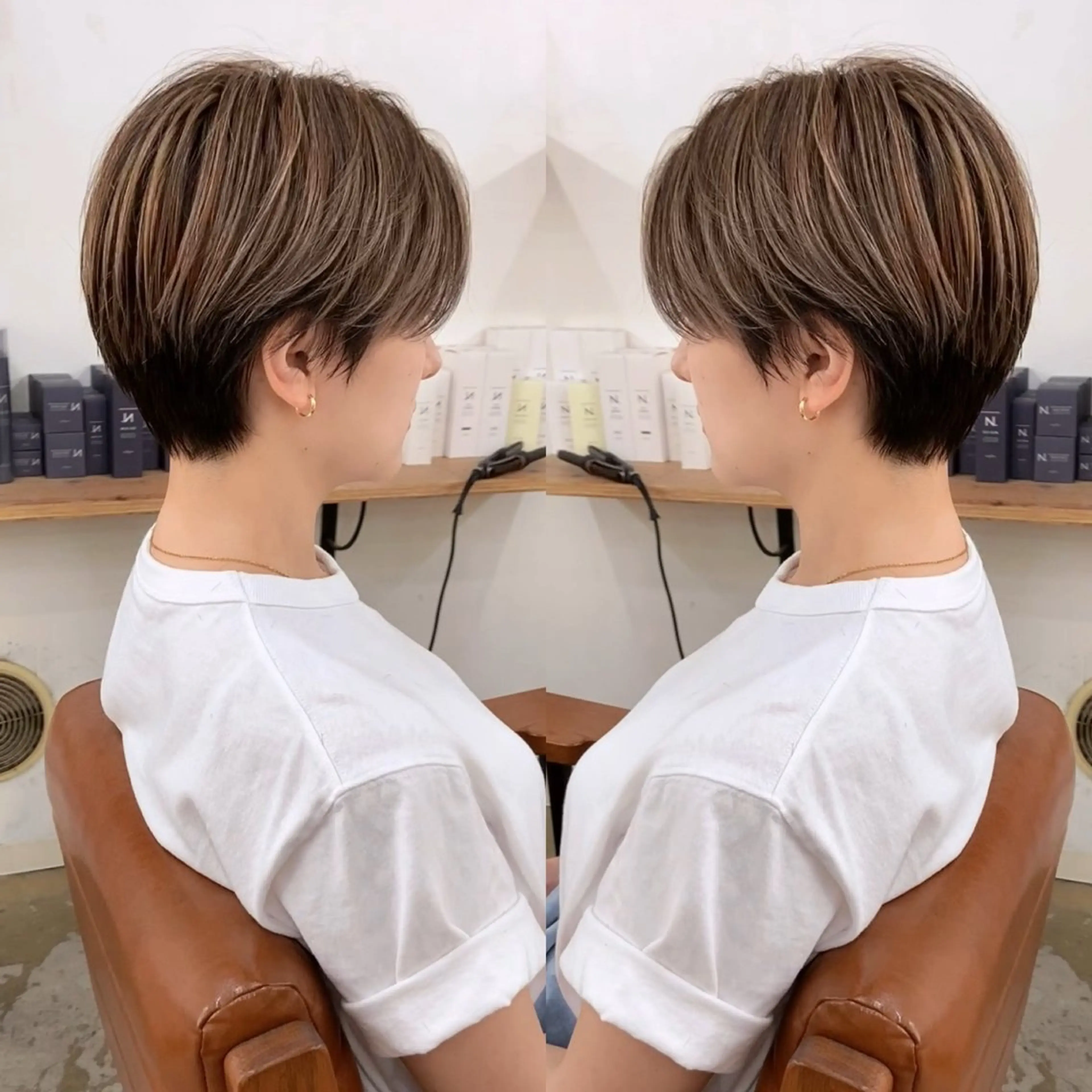ショート カラー ハイライトカラー ハイライト ショートヘア カット ヘアカラー SALOWIN 横浜 8F所属・ショートヘア、ボブ こやさん　コヤマのヘアスタイル