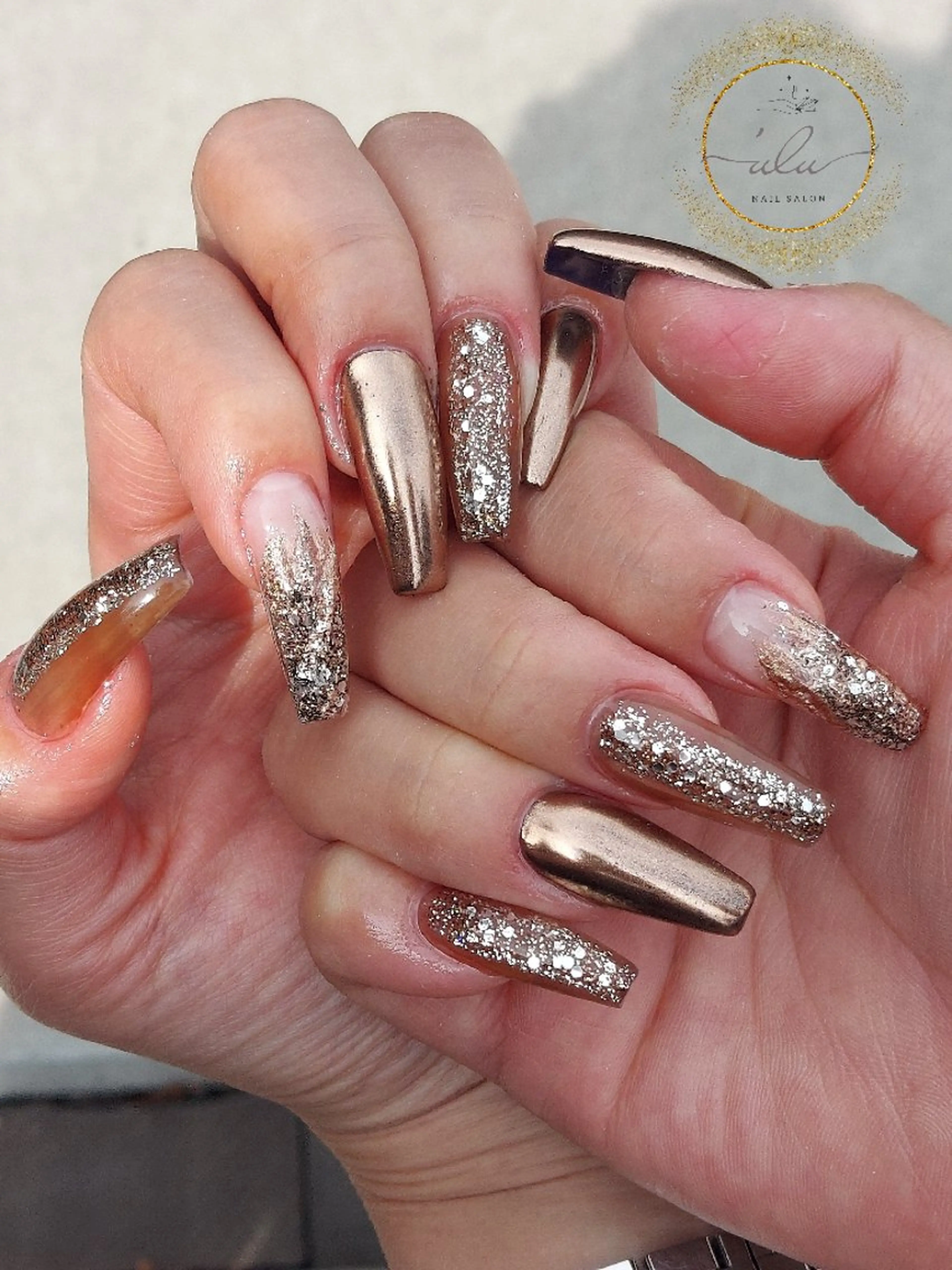 ネイル ロングネイル ミラーネイル スカルプネイル ハンドネイル Nailsalon 'uluのネイルデザイン