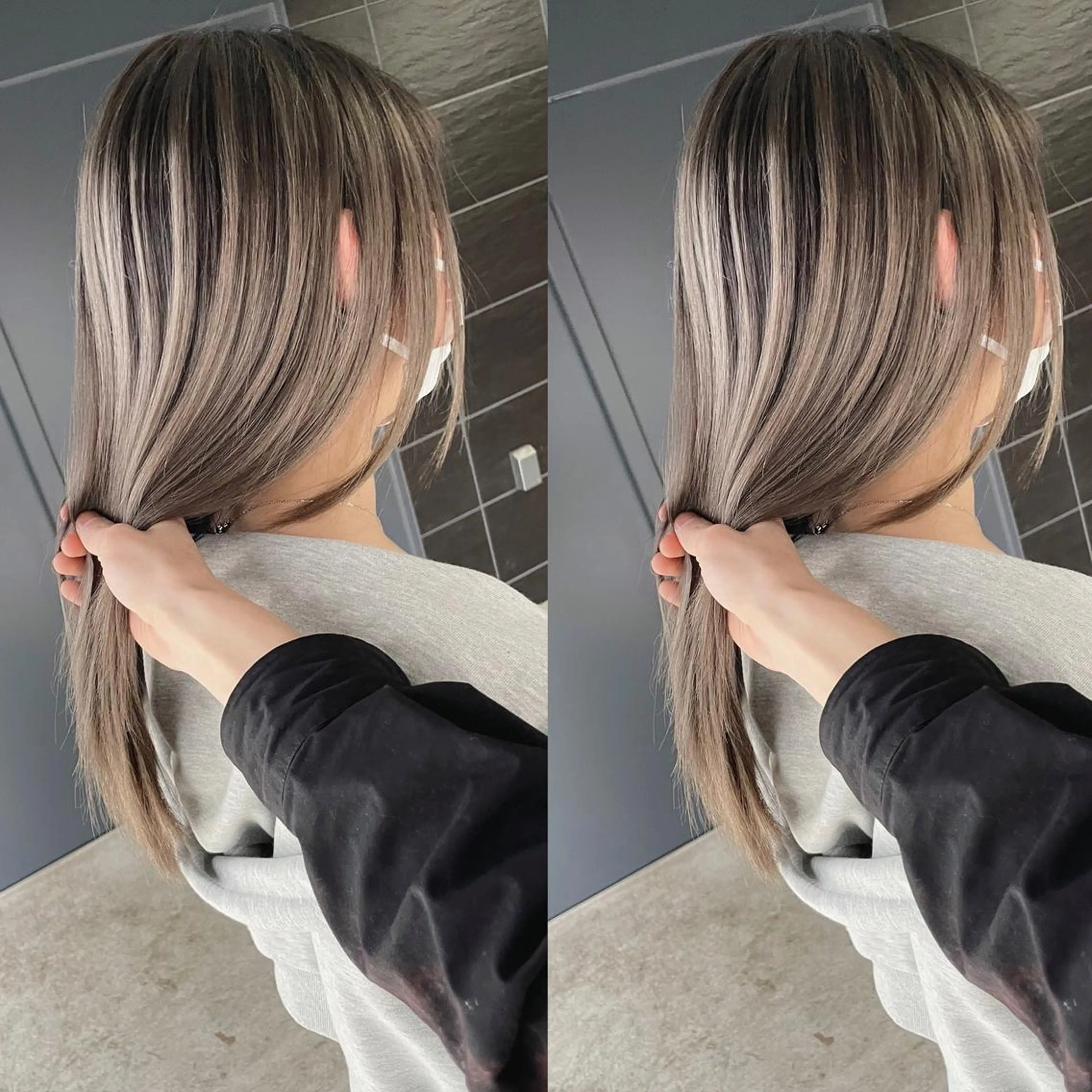 ミディアム カラー ヒカ/外国人風 デザインカラーのヘアスタイル