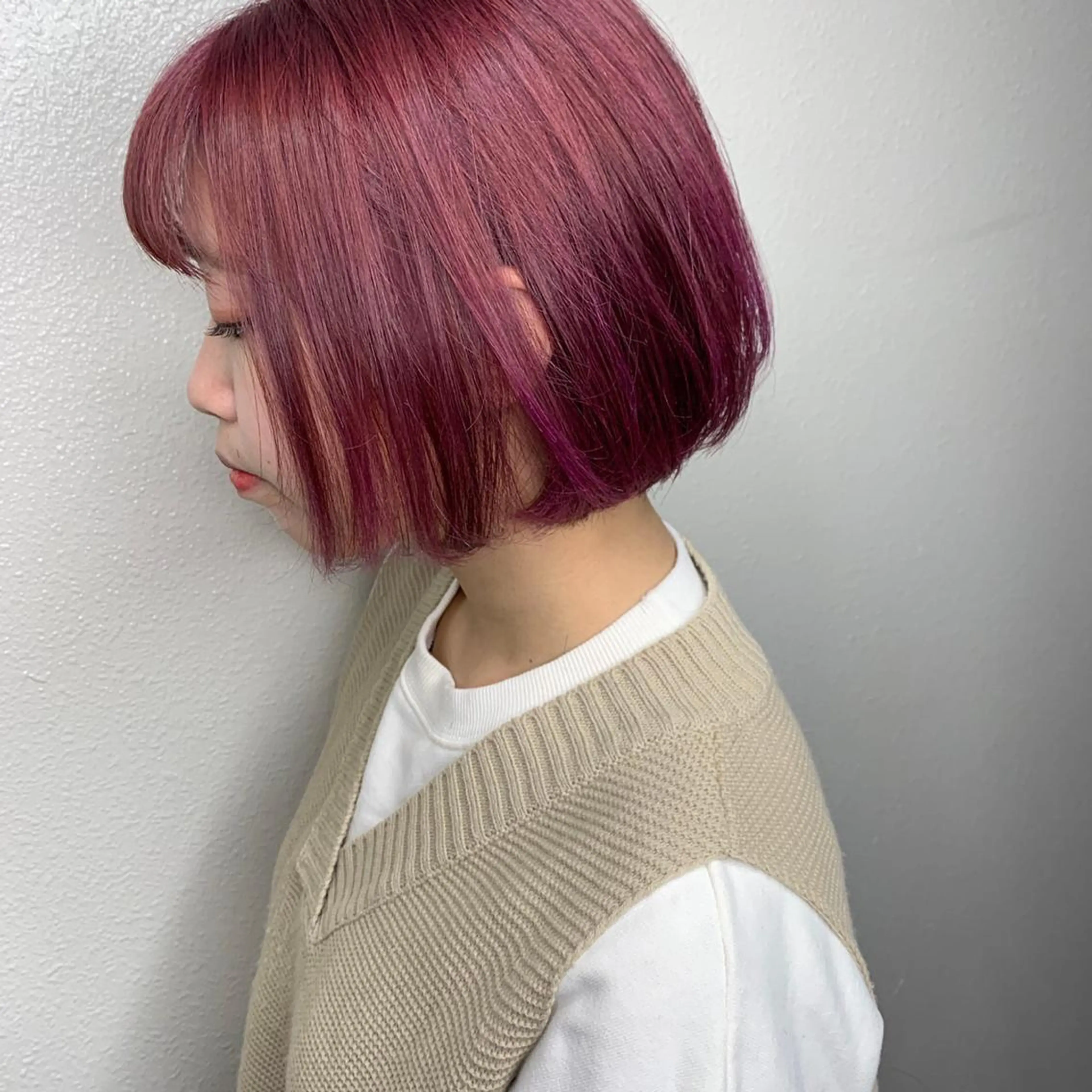 ショート カラー ヘアアレンジ キッズ アディクシーカラー バレイヤージュ ミストバング ベージュカラー 黒髪 カラー特化サロン梅田 Eir茶屋町/山下のヘアスタイル