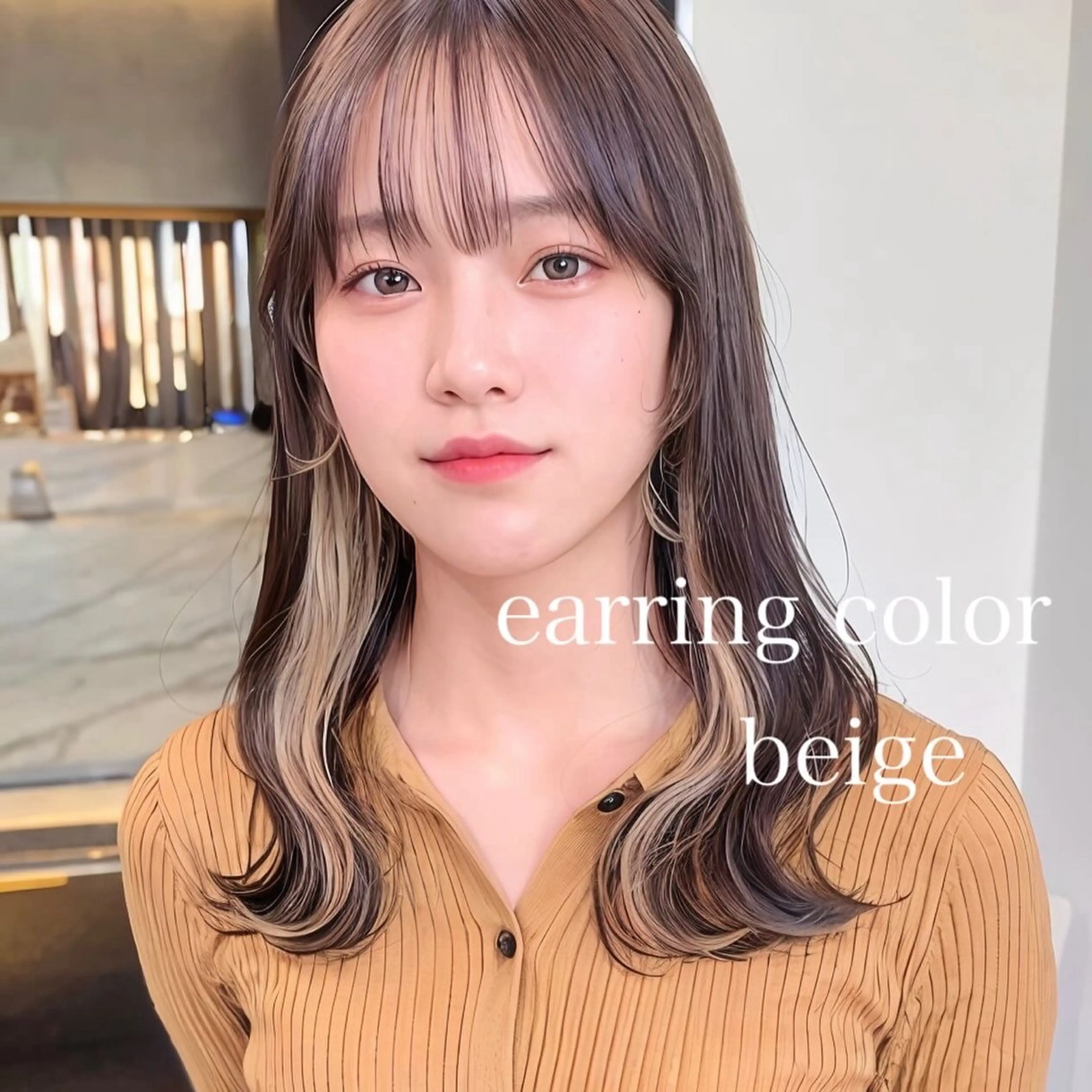 セミロング カラー ベージュカラー デザインカラー イヤリングカラー インナーカラー カット ヘアカラー トリートメント インナーカラー/レイ ヤーカット♡/マキシのヘアスタイル