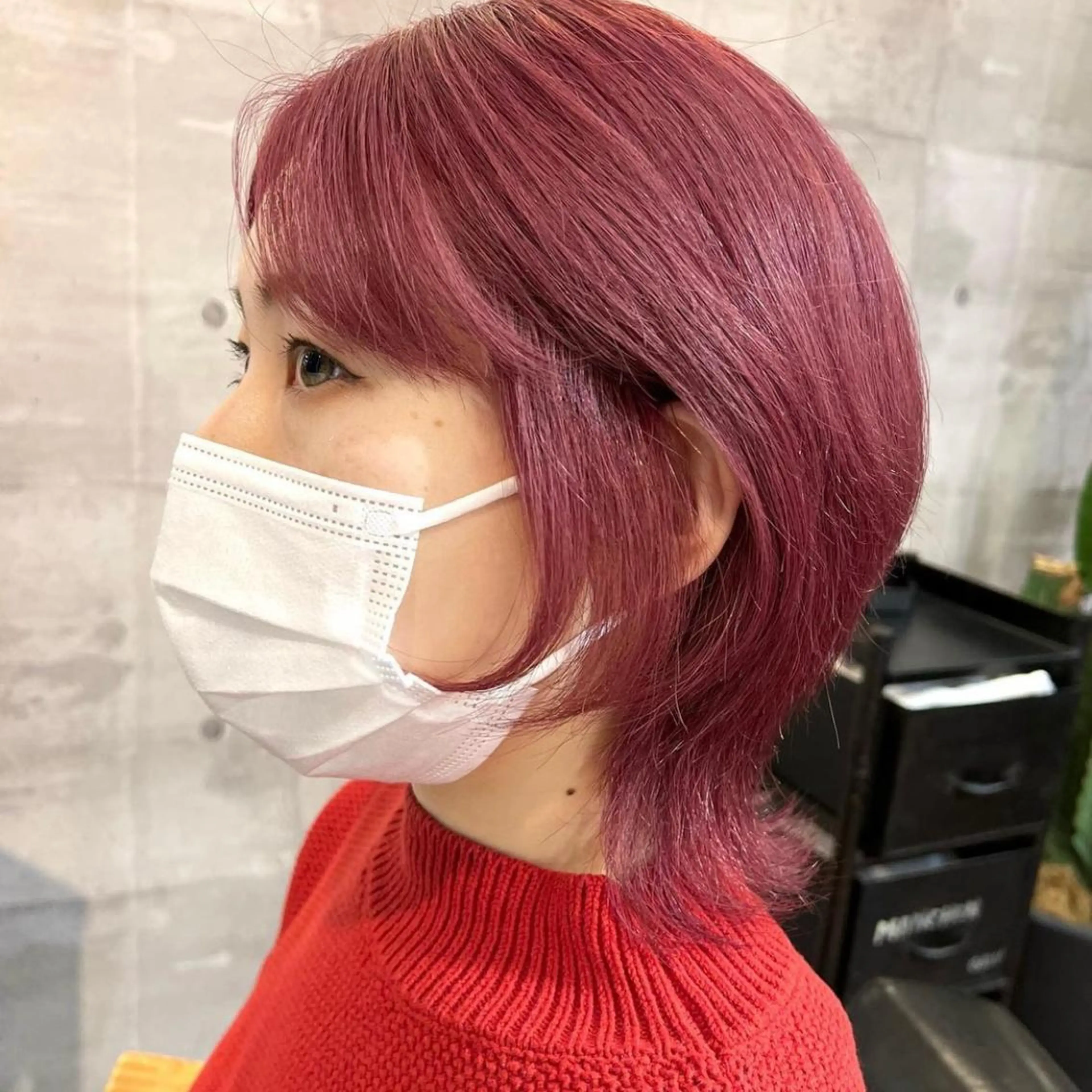 ミディアム カラー ピンクカラー 韓国 /男女🆗 細江　美紅のヘアスタイル