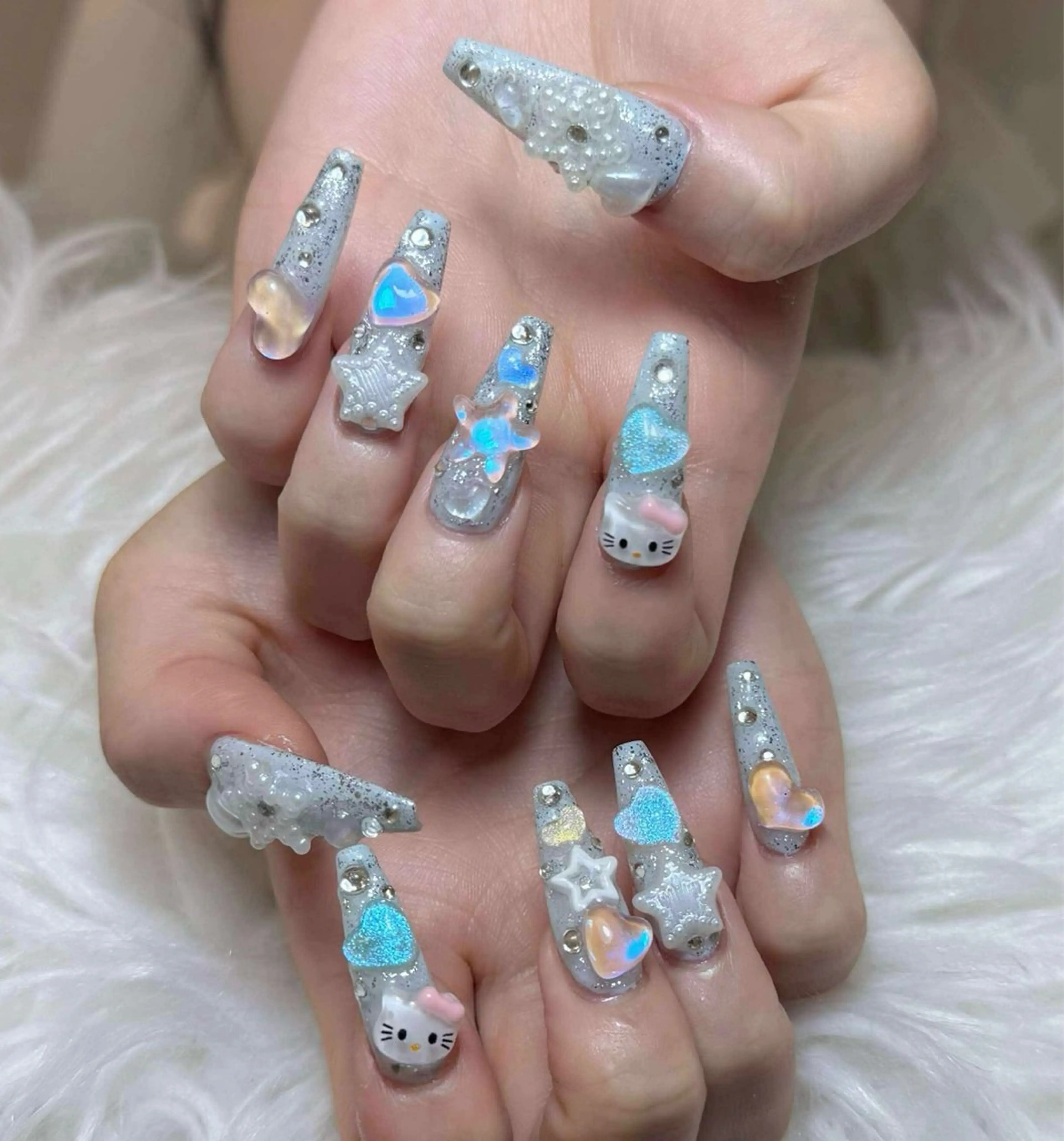 ネイル チークネイル 長さ出し フットネイル マグネットネイル 持ち込み ハンドネイル ANH NAIL ゴテゴテ専門店💎のネイルデザイン