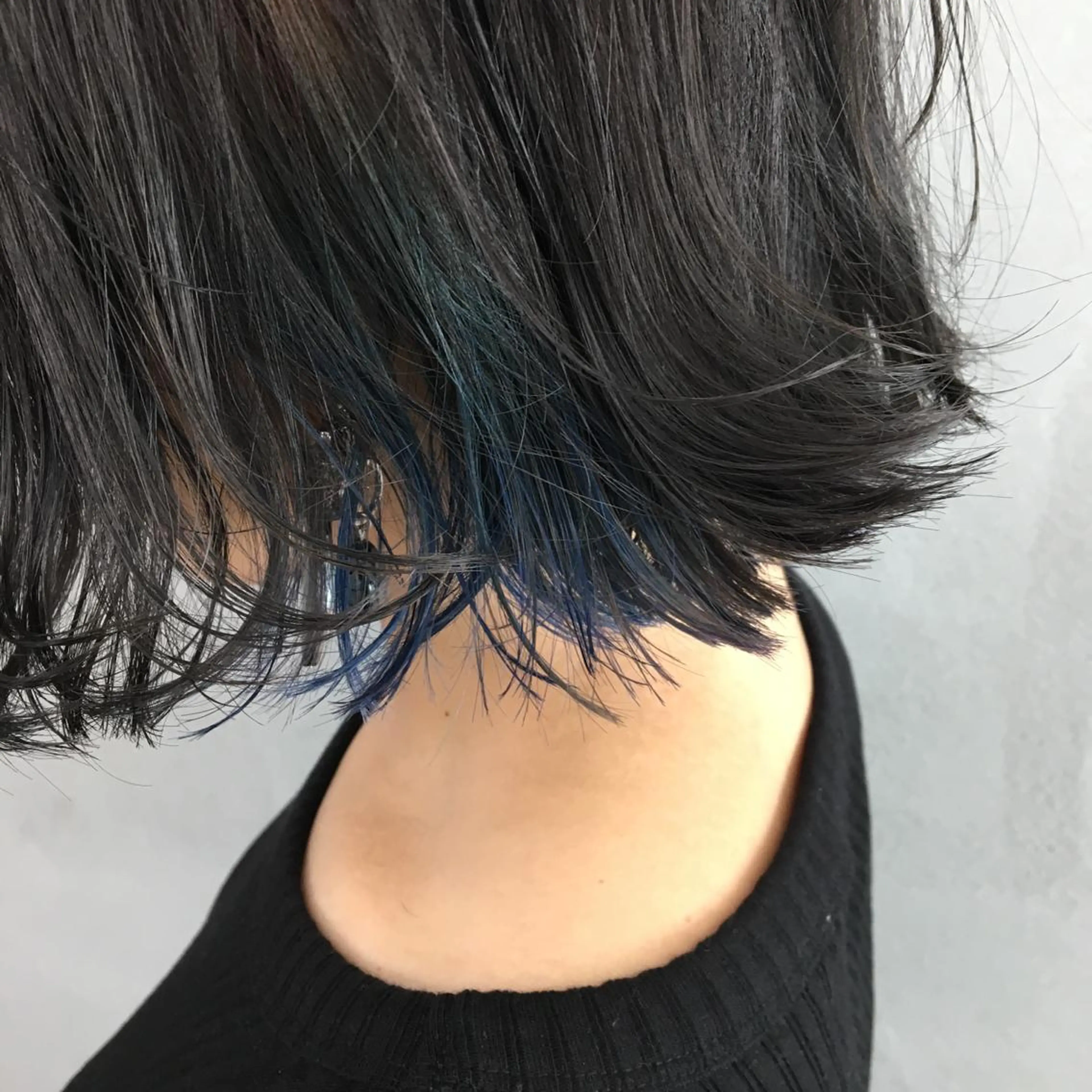ミディアム カラー ブルーカラー インナーカラー ボブ/ショート/ 白髪染め/メンズ葛西のヘアスタイル