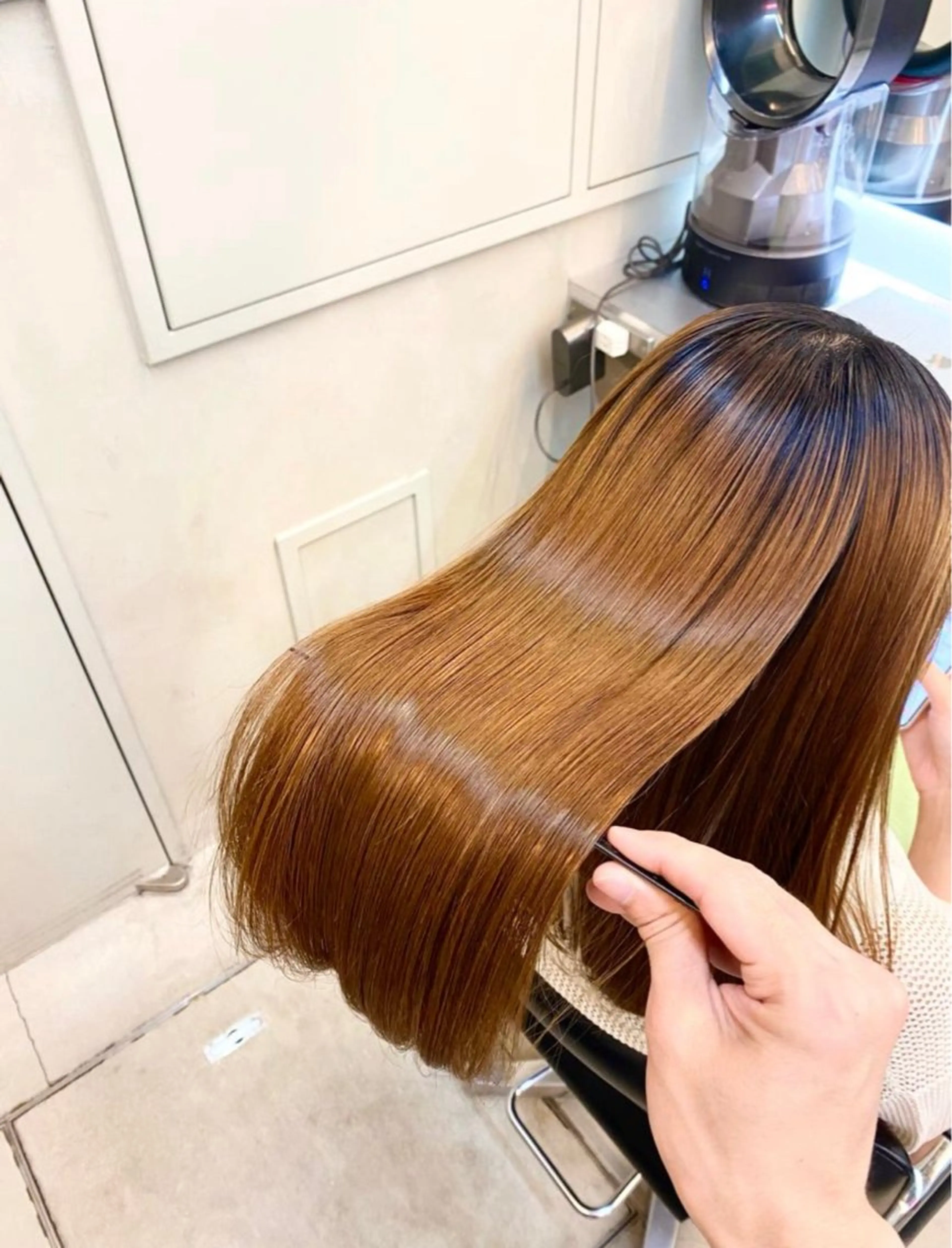 セミロング パーマ 伸ばしかけ 縮毛矯正 酸性ストレート ストレートパーマ 縮毛矯正 ✨髪質改善職人✨ デザインカラー/若林のヘアスタイル