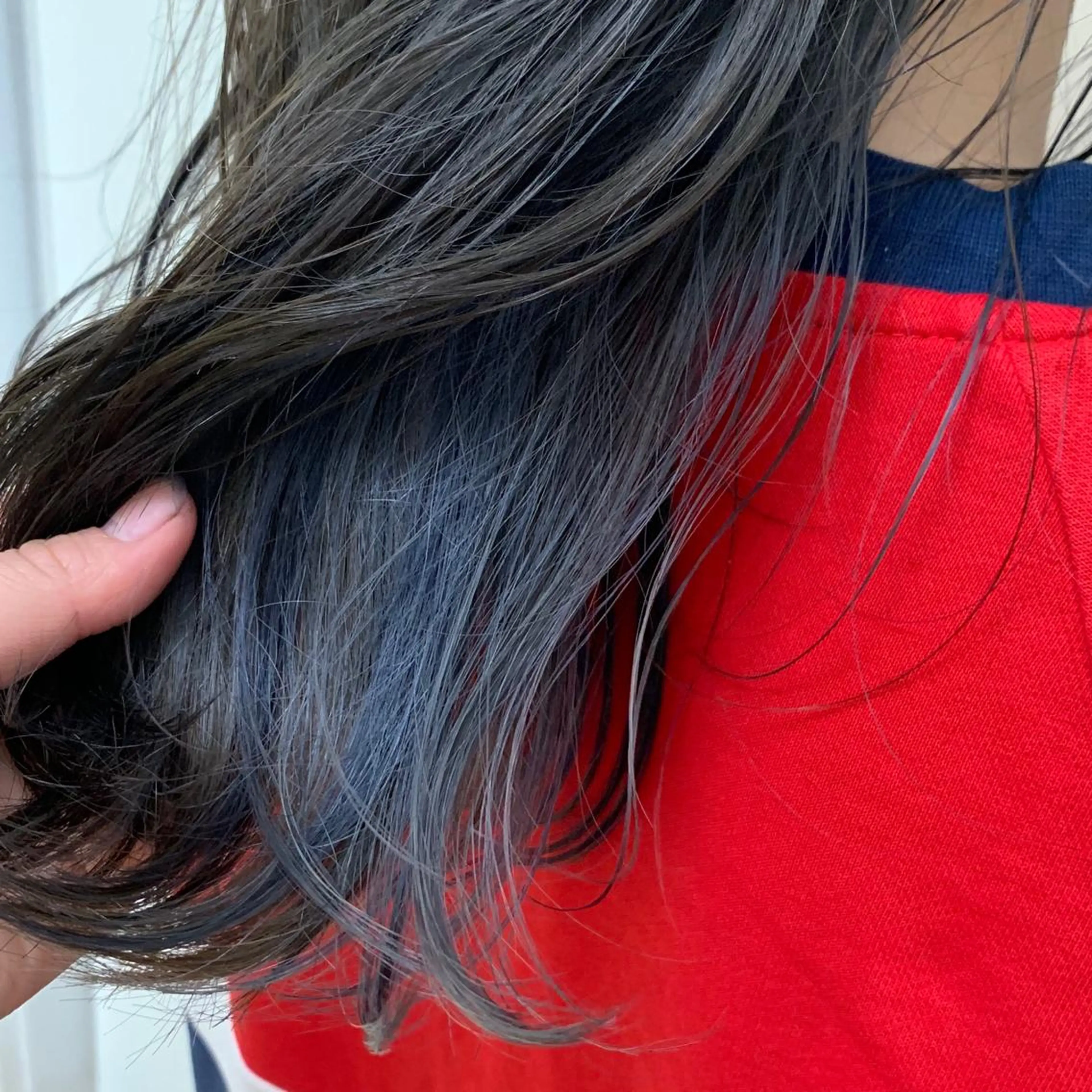 セミロング カラー ブルーカラー ブルーグレー ダブルカラー ヘアカラー ✨カラー支持No.1 🧸ワキ カナコ🧸のヘアスタイル