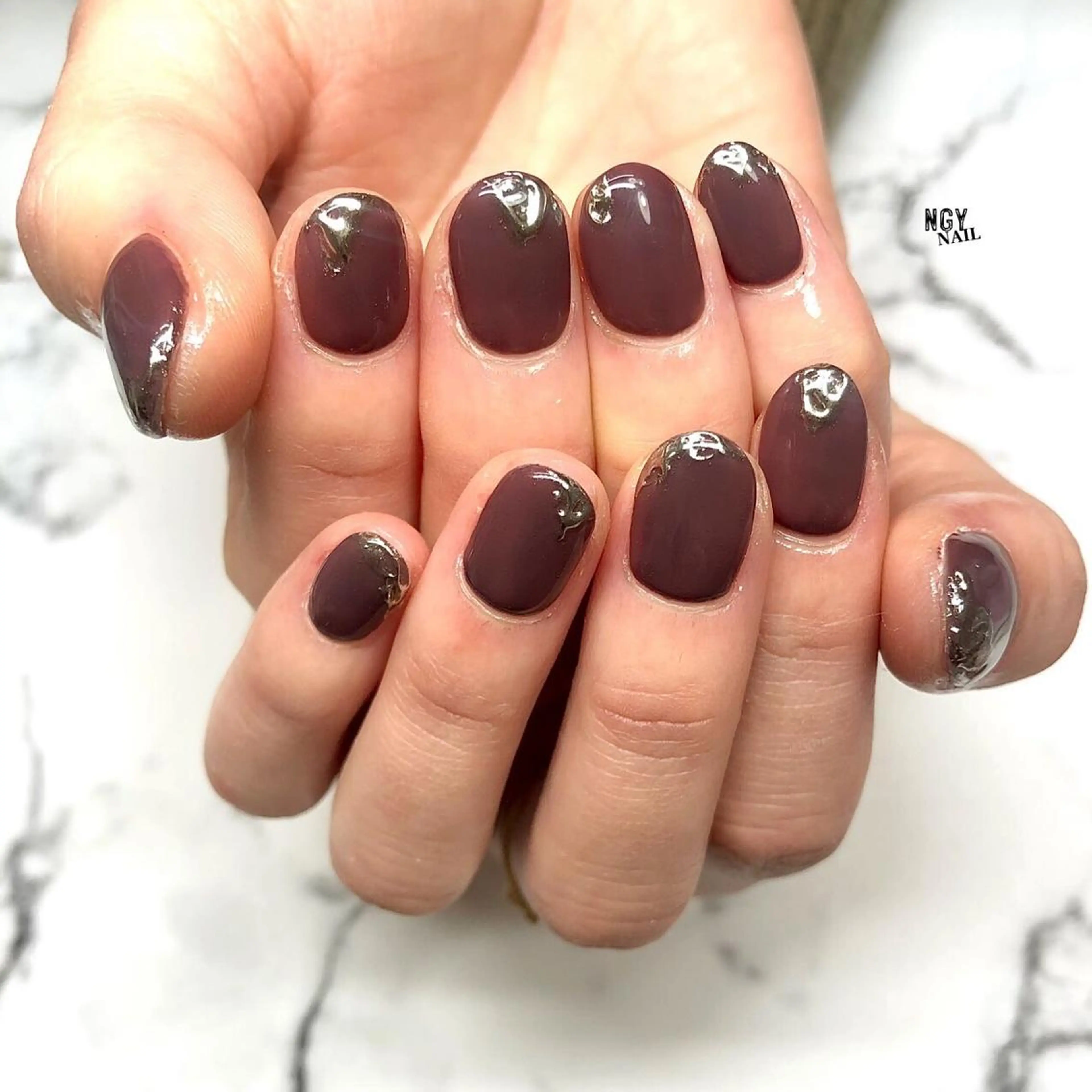 ネイル ミラーネイル ニュアンスネイル ハンドネイル NAIL NOWのネイルデザイン