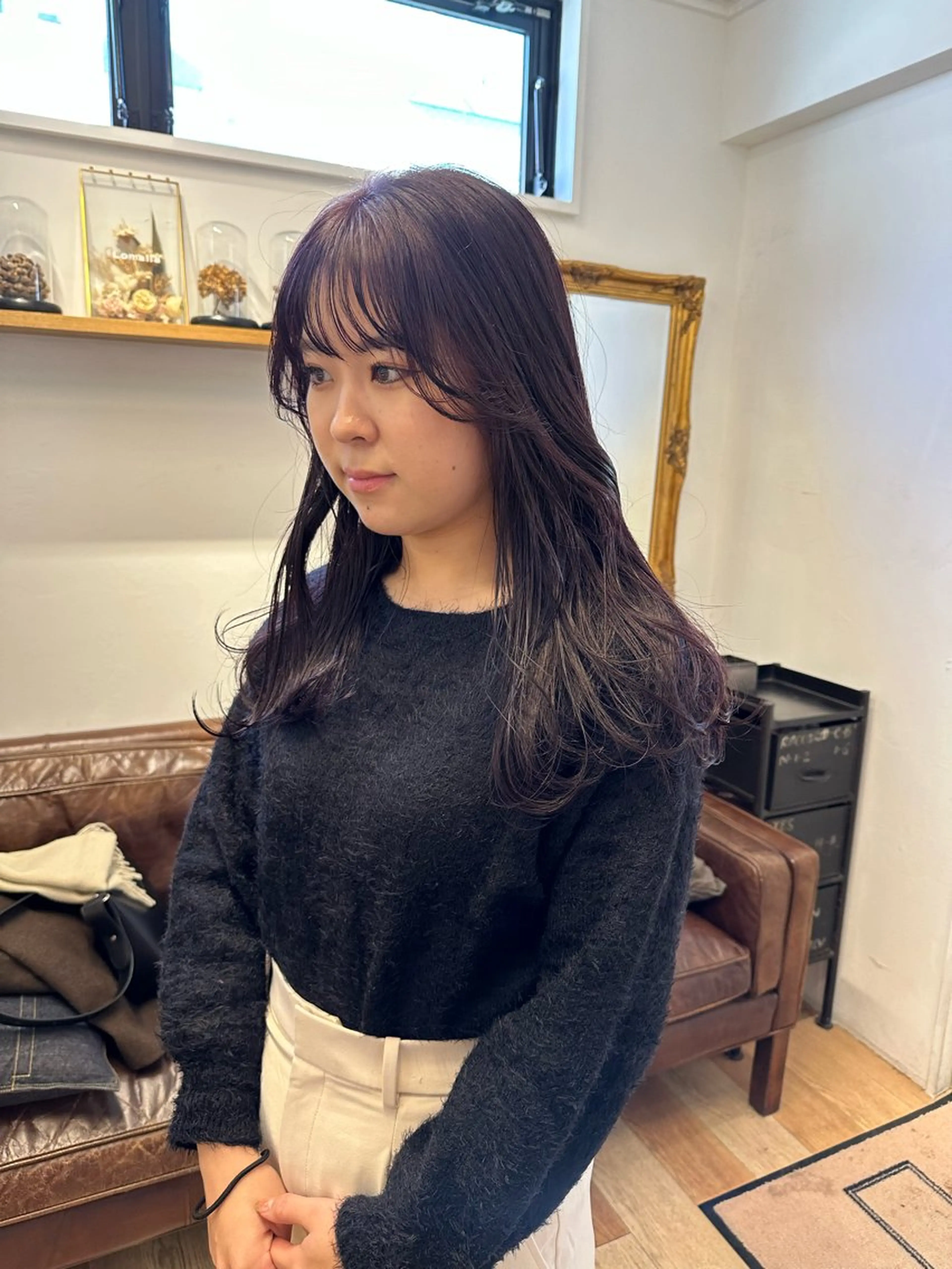 セミロング カラー ブリーチ ハイトーンカラー ラベンダーカラー ブリーチなしカラー ボブ ヘアカラー トリートメント REINA☁️透明感 カラー/ぷつっと♡のヘアスタイル