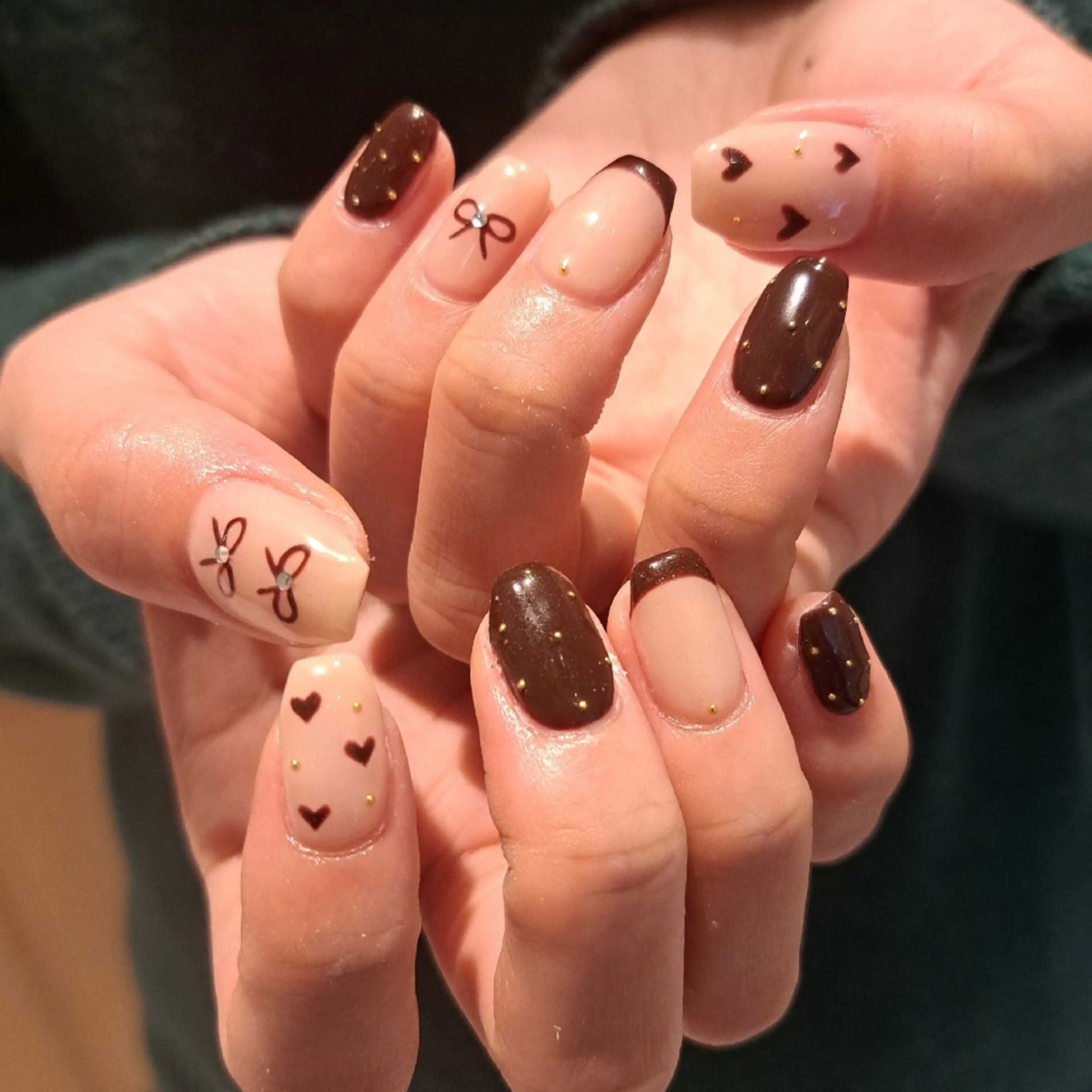 ネイル アートネイル ボルドー ジェルネイル ハート 持ち込み Nail mood /アートし放題のネイルデザイン