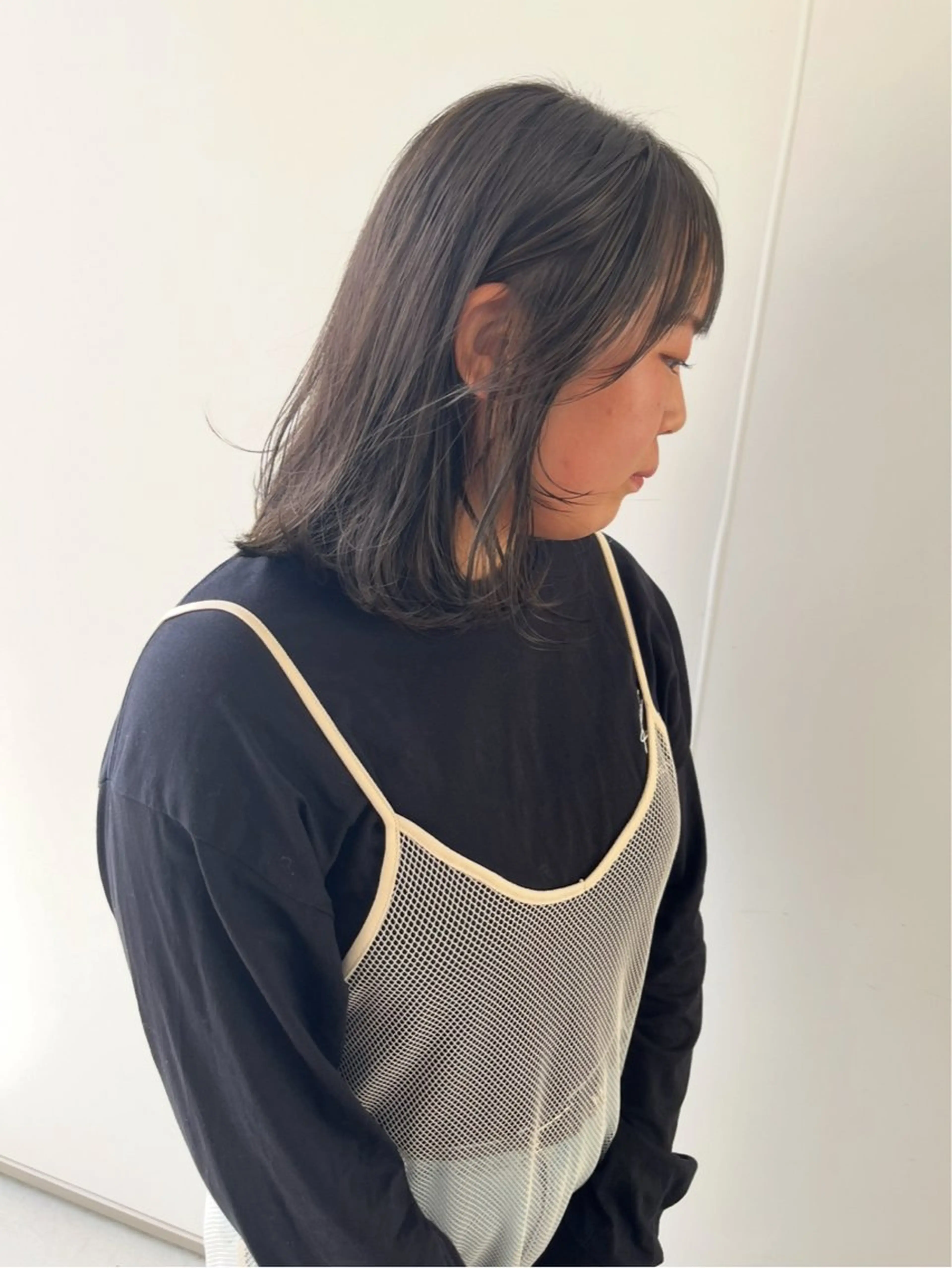 ミディアム カット ヘアカラー トリートメント 松本 茜のヘアスタイル