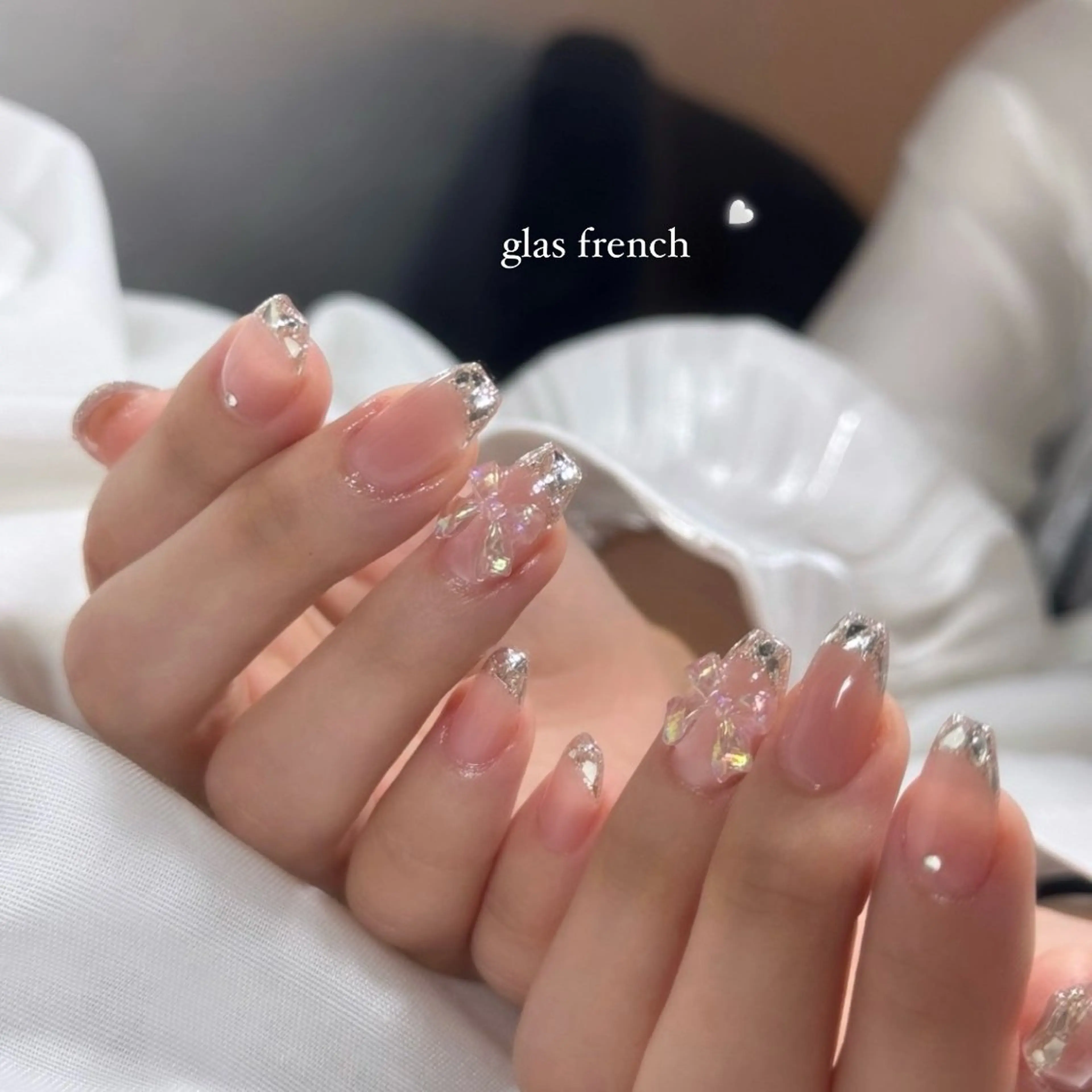 ネイル フレンチネイル ガラスフレンチ ハンドネイル Rich+nail🫧仙台🫧所属・Rich+nail 🫧仙台🫧のネイルデザイン