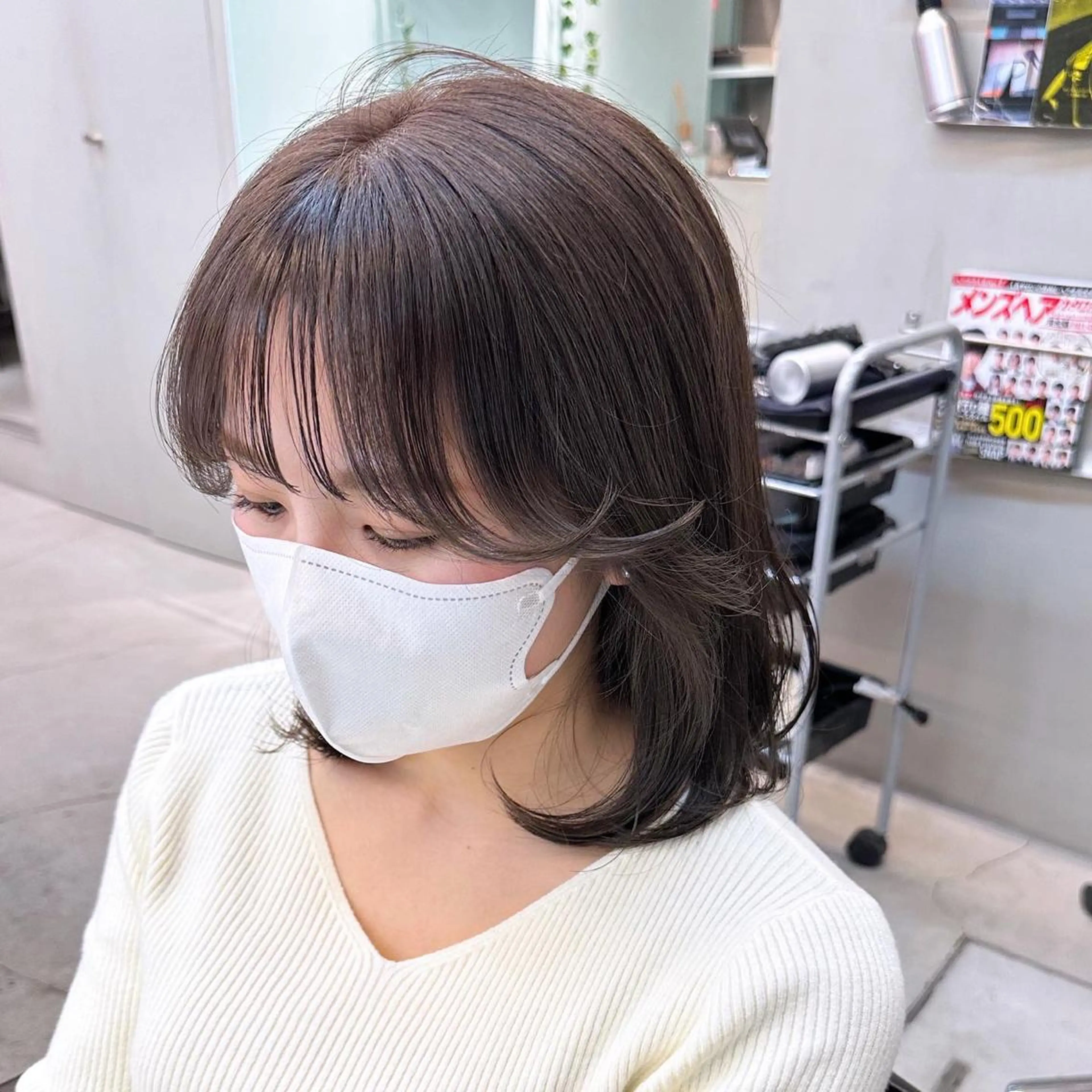 ミディアム カラー カット トリートメント 岡野 静華のヘアスタイル