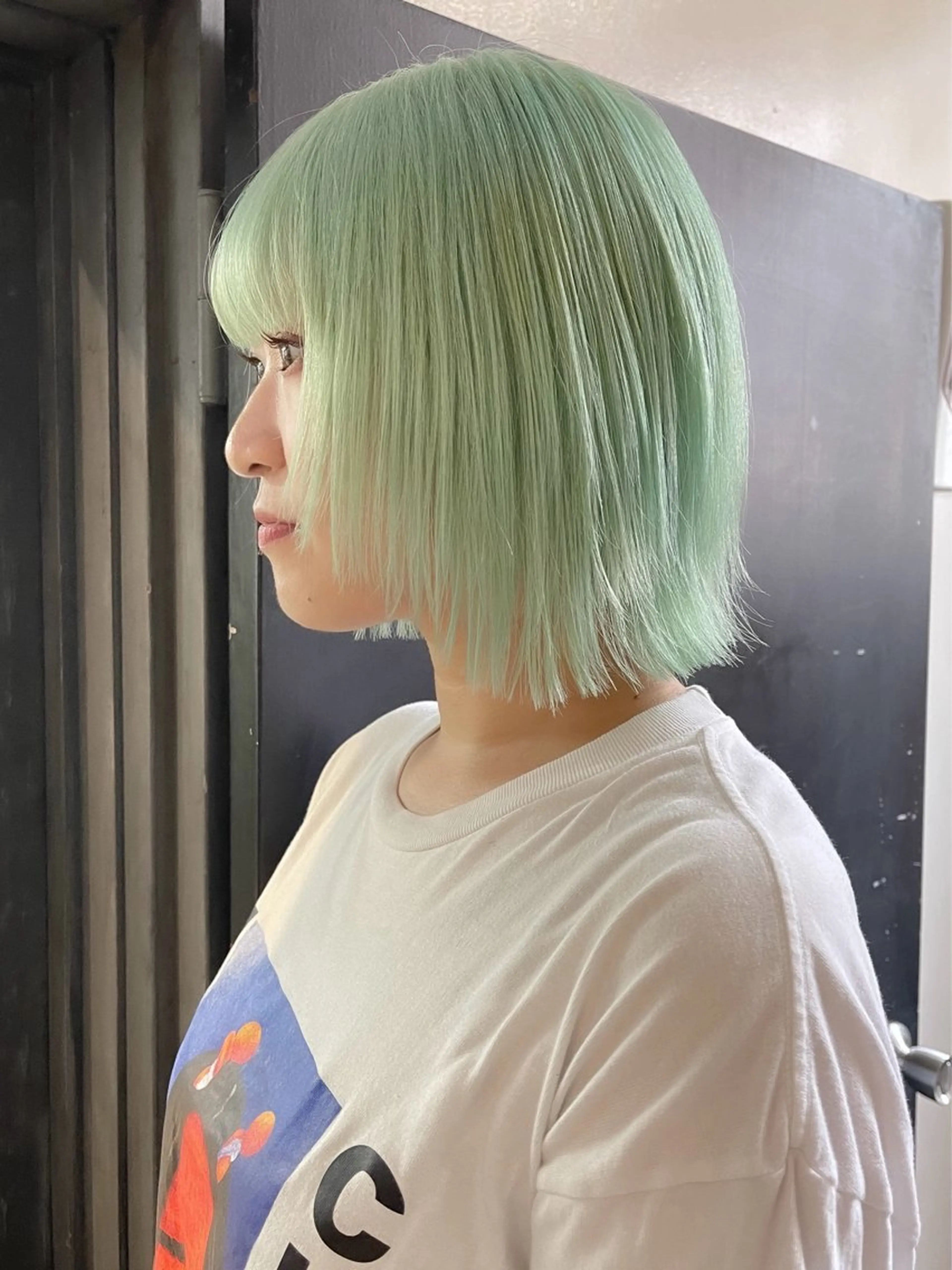 ミディアム カット ヘアカラー トリートメント ヘアセット 安部佑哉/ハイトーン /レイヤーボブのヘアスタイル