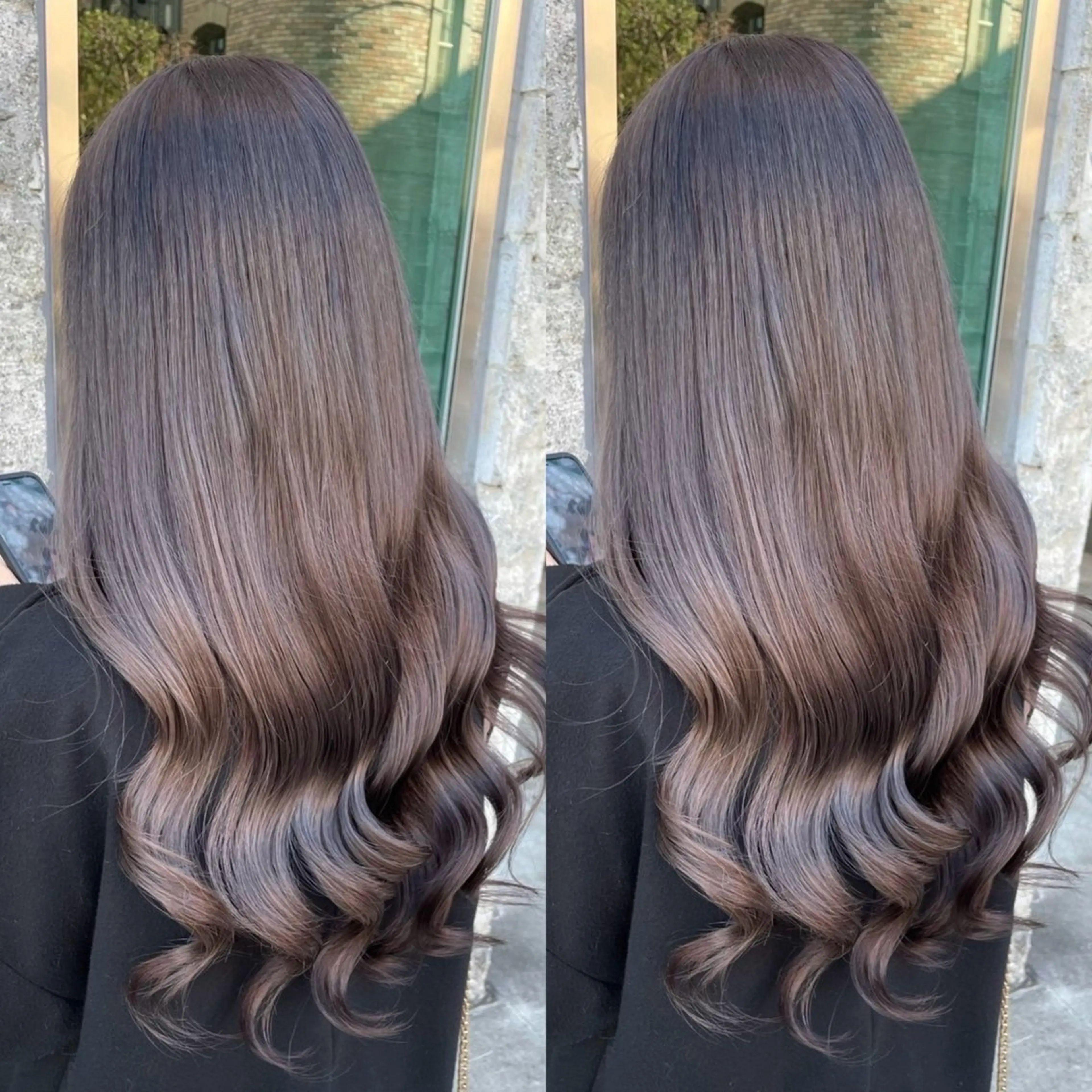 ロング カラー ブラウンカラー チョコレートブラウン ヘアカラー トリートメント ヘアセット ブリーチ無しダブル カラー🦕まどかのヘアスタイル