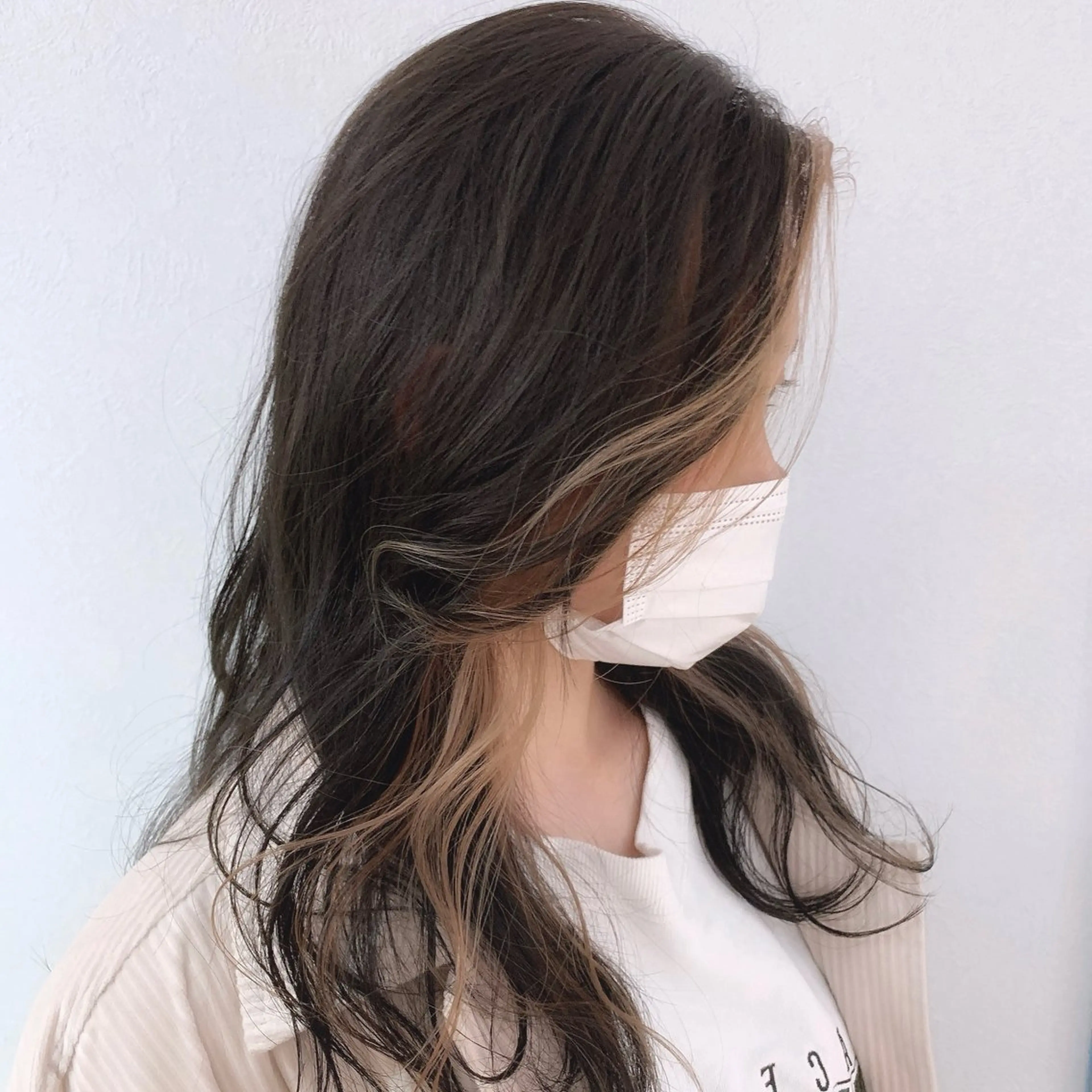 ロング カラー ミストバング  フェイスフレーミング カット ヘアカラー トリートメント ブリーチなし/暖色/ 透明感/ririkaのヘアスタイル