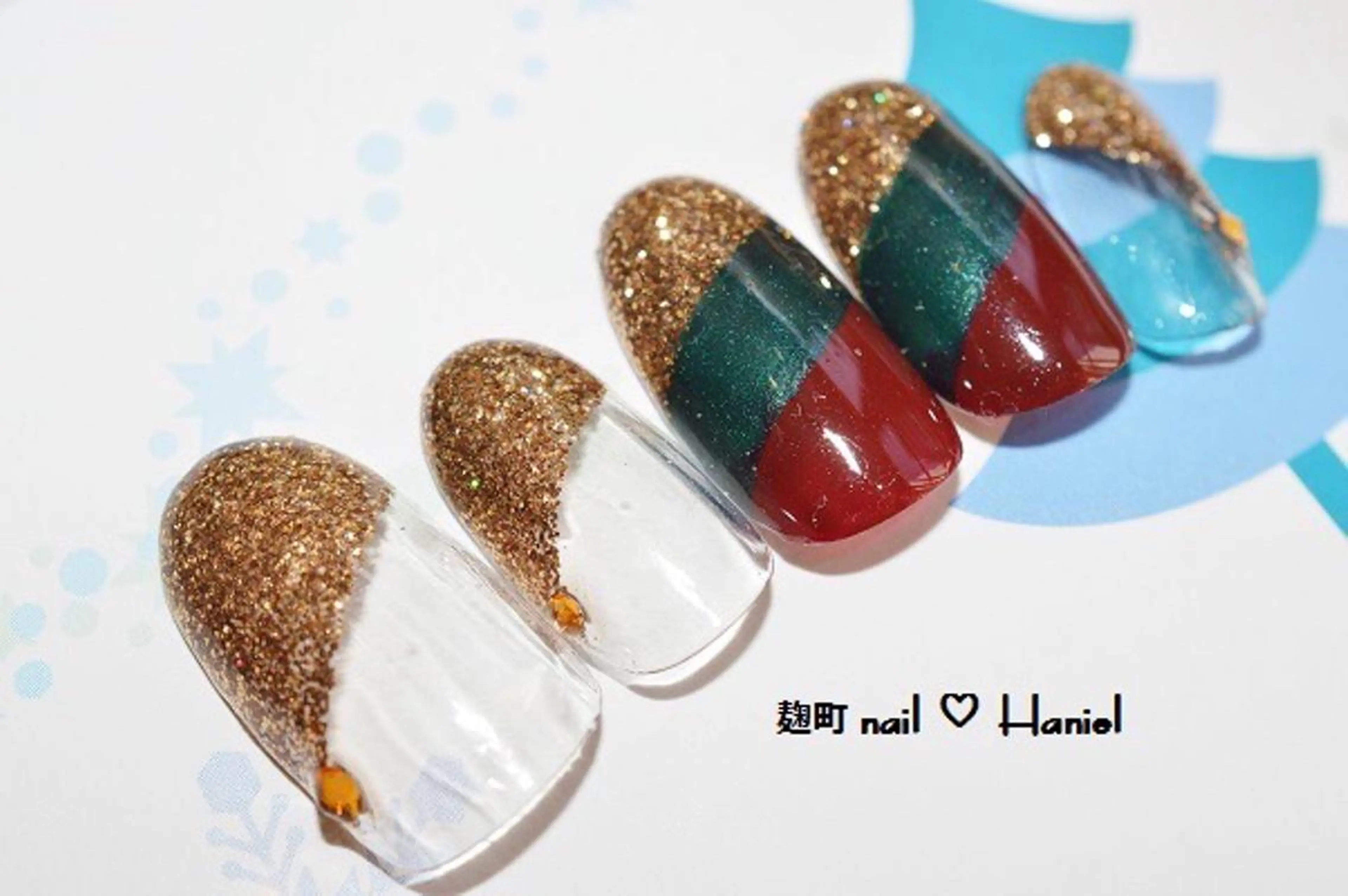 ネイル アートネイル ジェルネイル パラジェル 冬ネイル クリスマス nail Haniel所属・半蔵門サロンハニエル 魅神 ちよのネイルデザイン