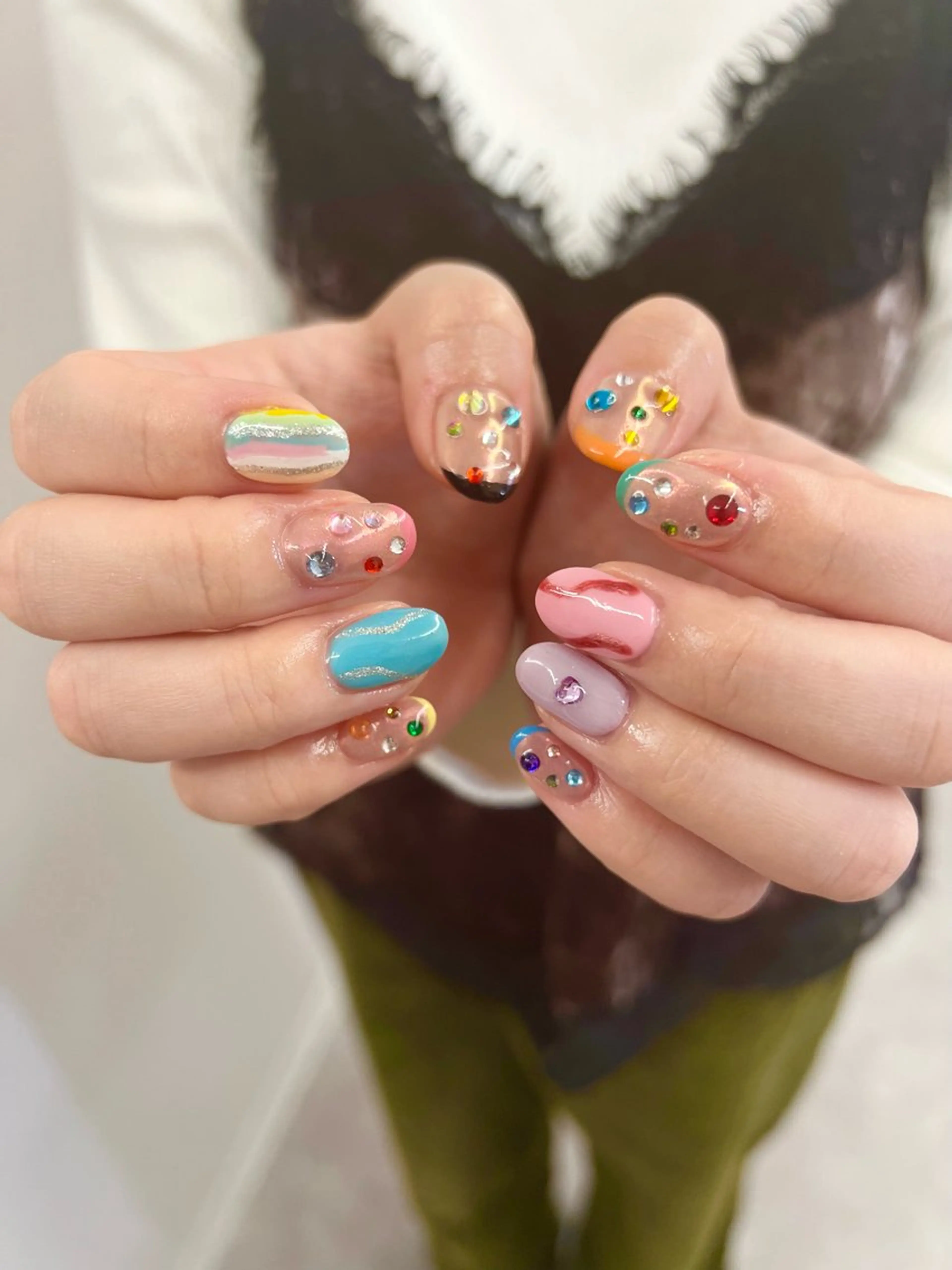 ネイル ジェルネイル マグネットネイル ニュアンスネイル パラジェル リボン ハンドネイル ハンドケア Bana_ Nailのネイルデザイン