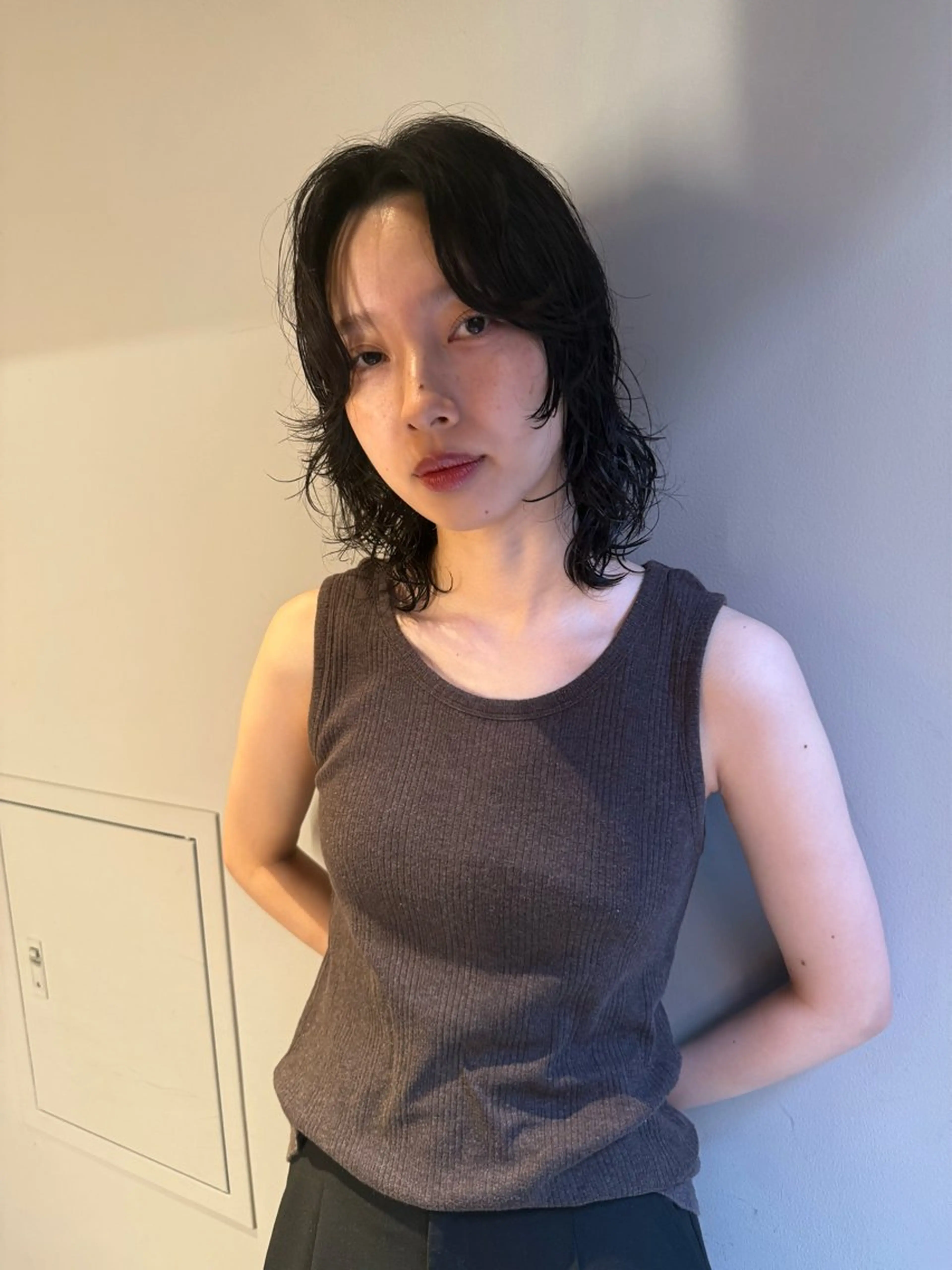 ミディアム パーマ ミディアムパーマ レイヤーカット カット パーマ トリートメント 原宿/パーマ 🧺ユウマのヘアスタイル