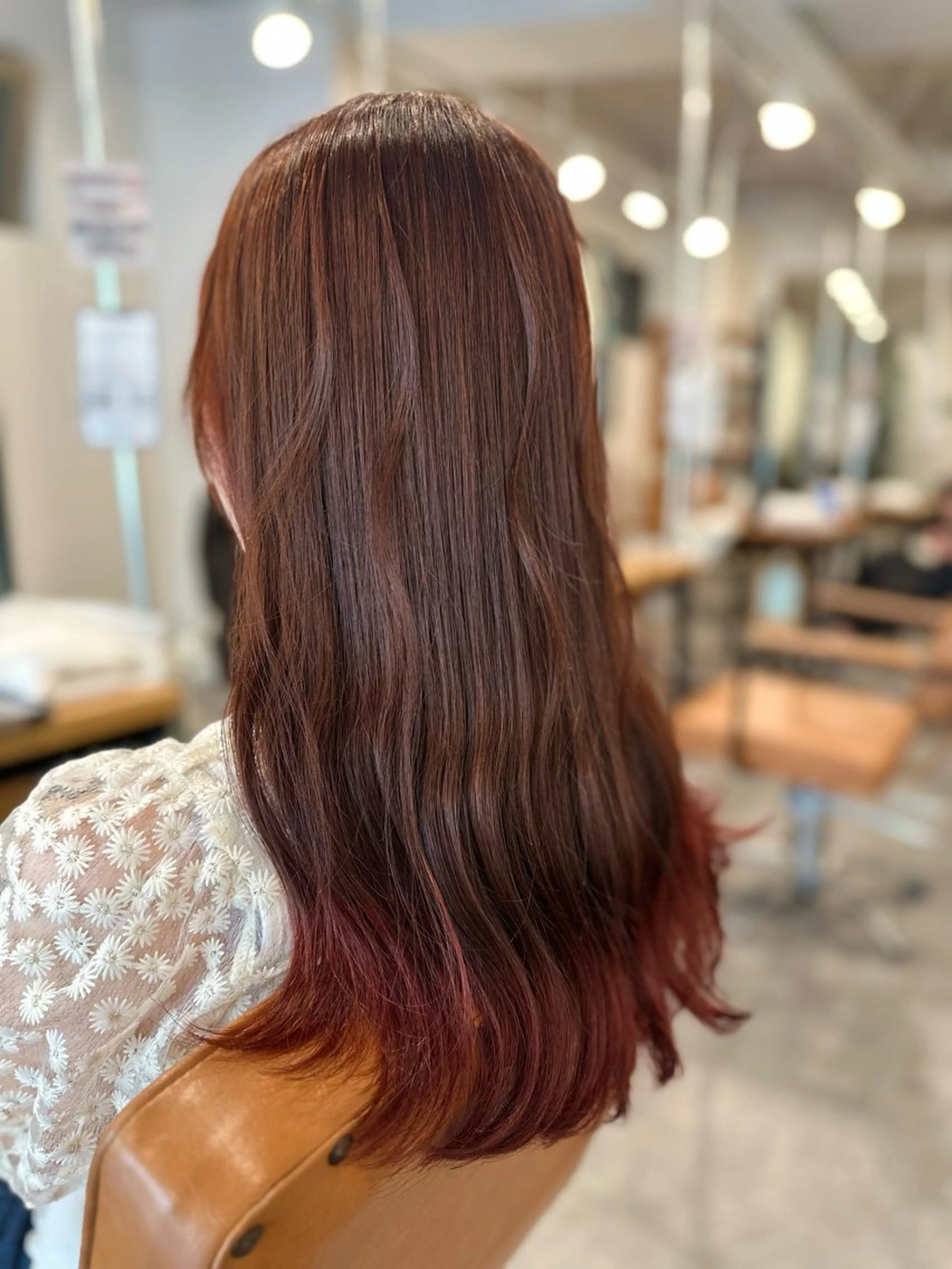 ロング カラー ブラウンカラー グラデーションカラー レッドカラー レッドブラウン ヘアカラー トリートメント ケアカラーリスト✂️ SHIAN   フジのヘアスタイル