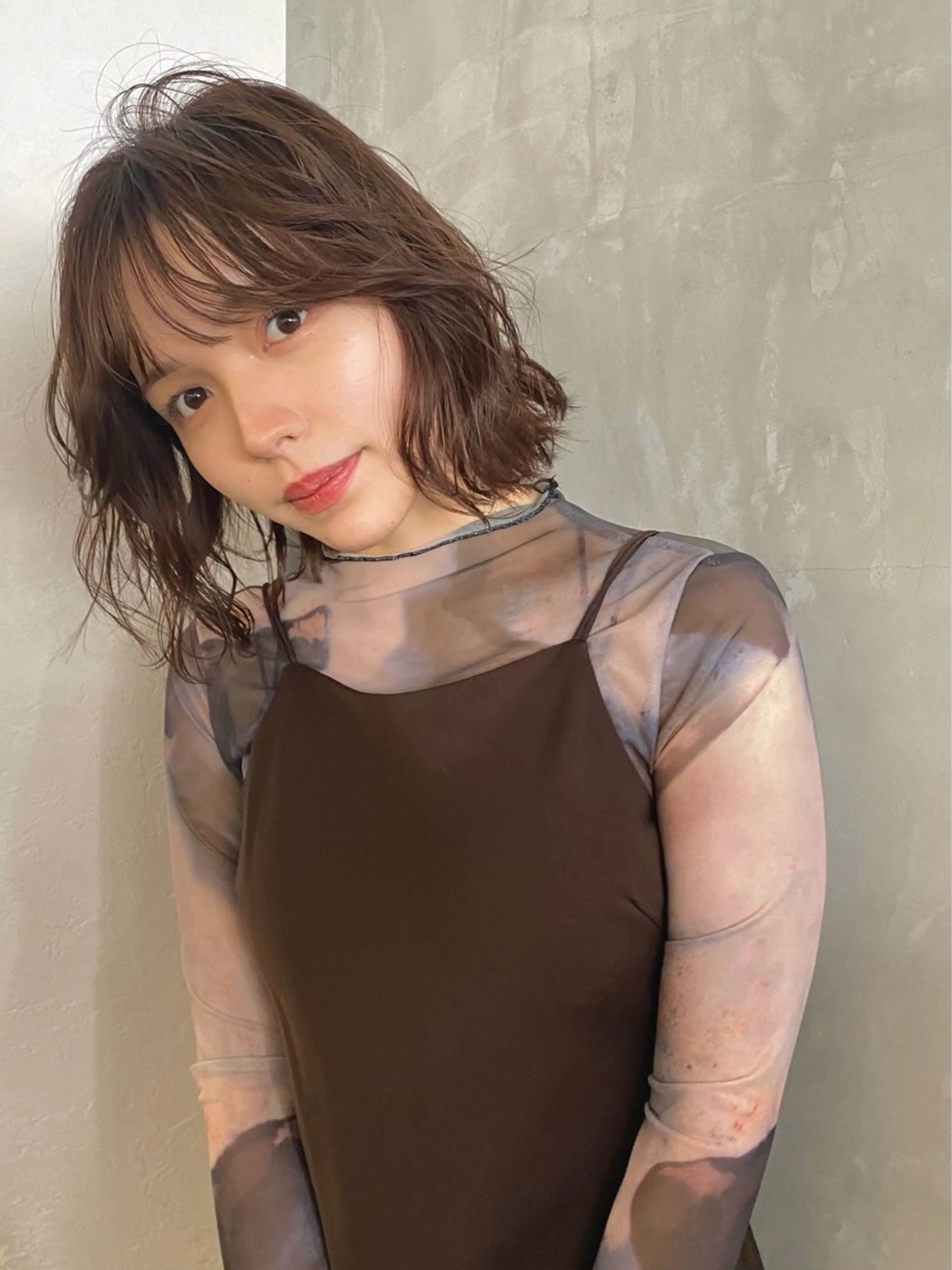 ショート カラー ブラウンカラー シアーブラウン ボブ カット ヘアカラー トリートメント 森貴裕/ベージュ/ パーマ/オリーブのヘアスタイル
