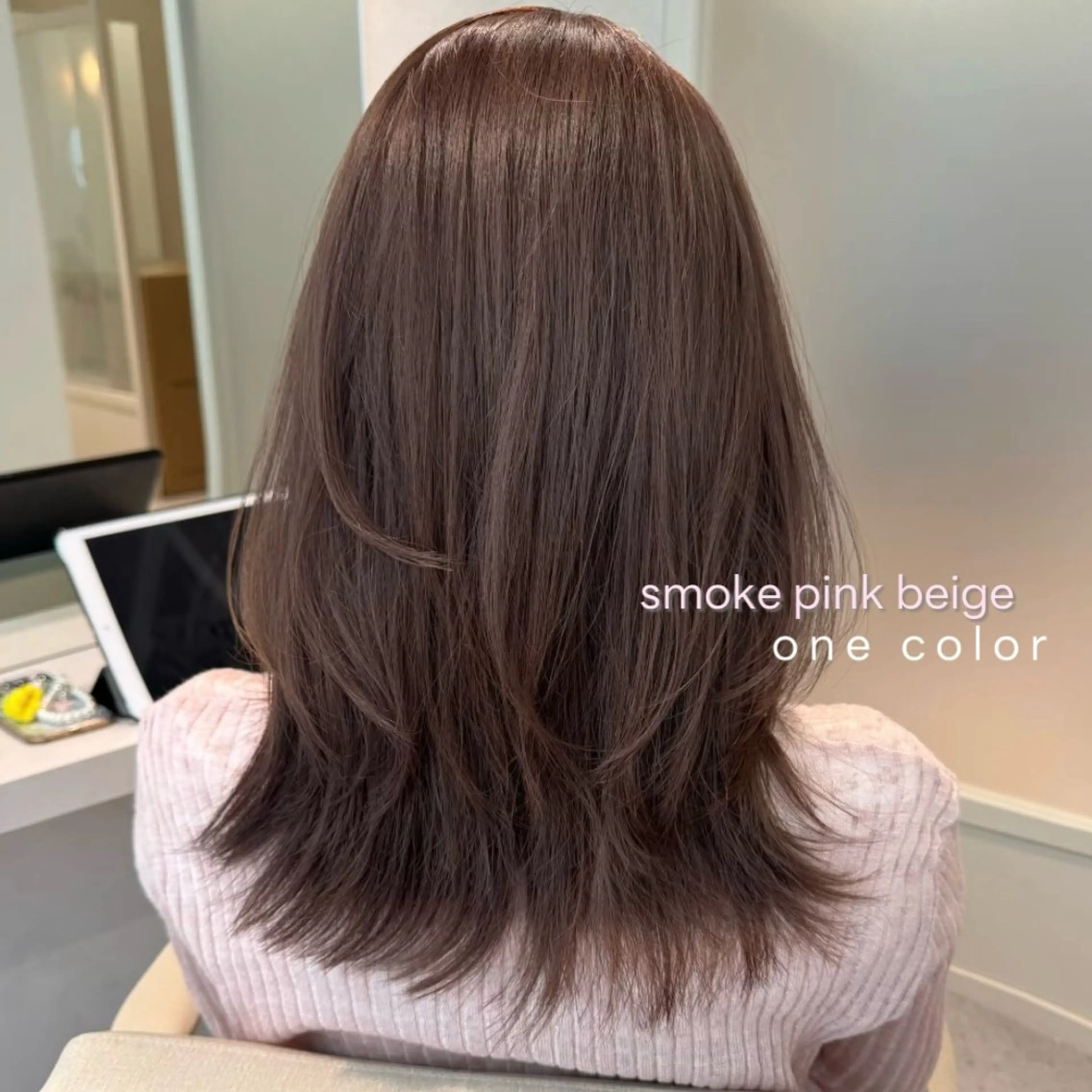 ミディアム カラー ベージュカラー ピンクカラー ヘアカラー EMANON国分寺所属・透明感🍨レイヤー ヘアセット/miyuのヘアスタイル