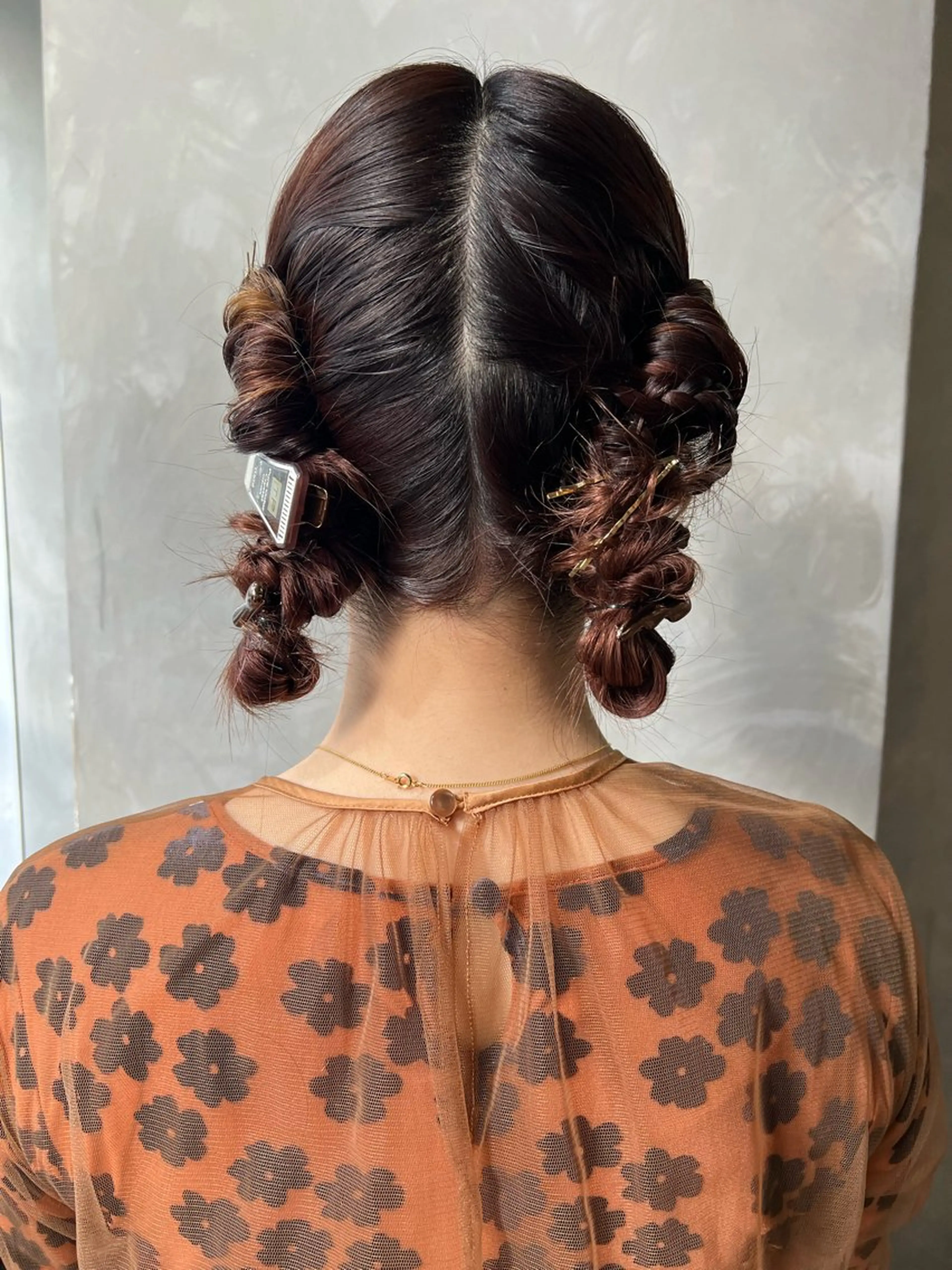 ミディアム カラー ヘアアレンジ ヘアカラー トリートメント ヘアセット ツキノキ ミナのヘアスタイル