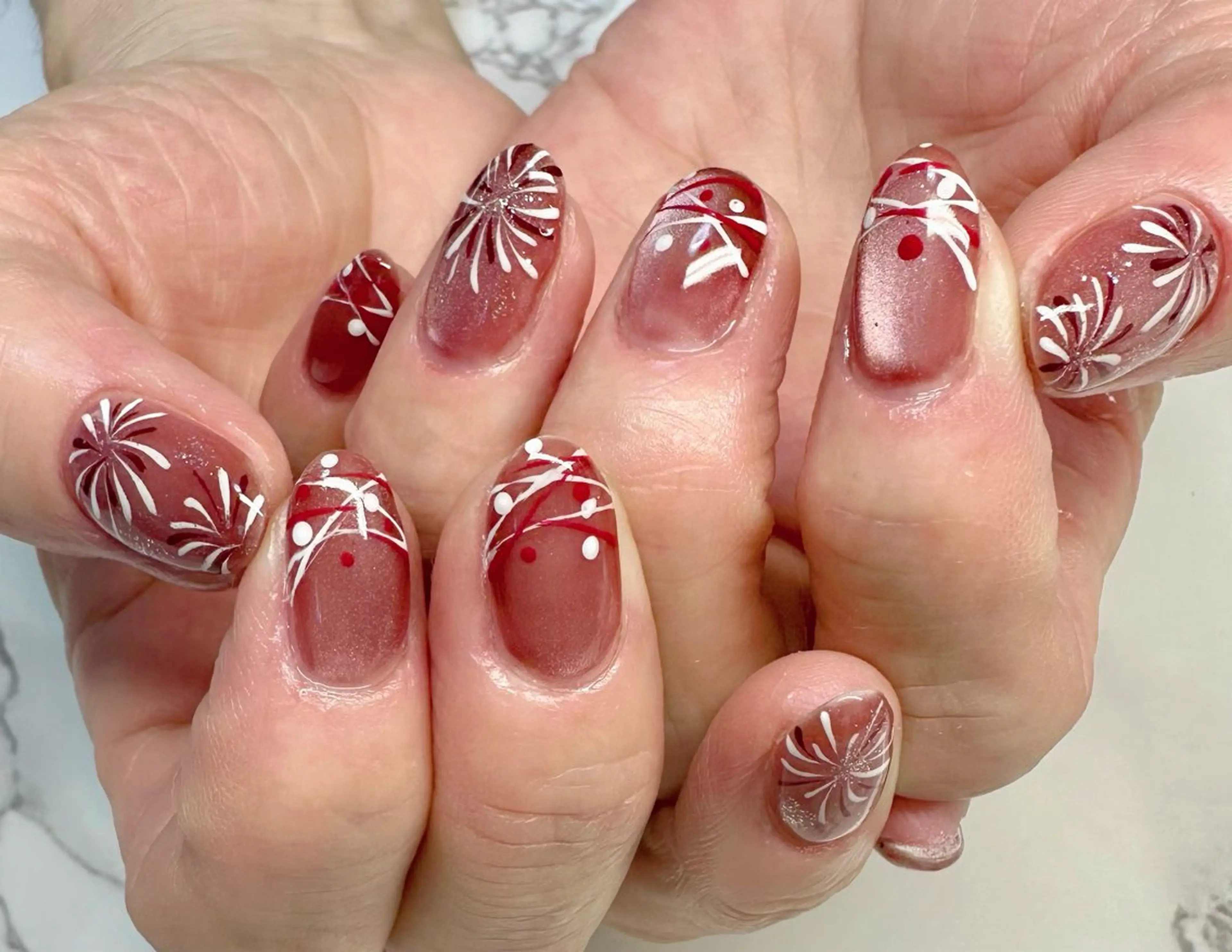 ネイル オーロラネイル マグネットネイル ニュアンスネイル ワンカラーネイル 夏ネイル M.N_ nailのネイルデザイン