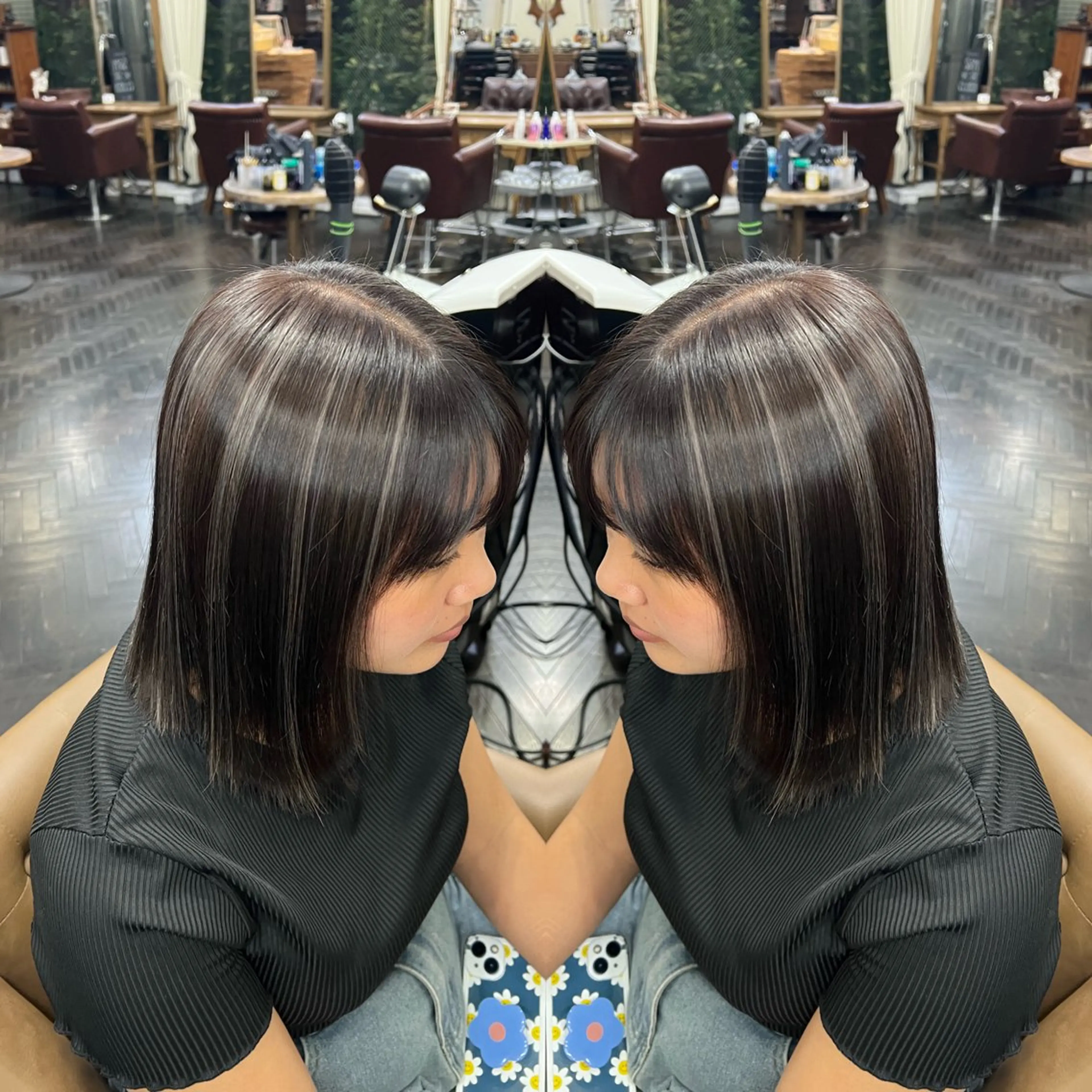 セミロング カラー レイヤー/ボブ/ ミニボブ/AOIのヘアスタイル