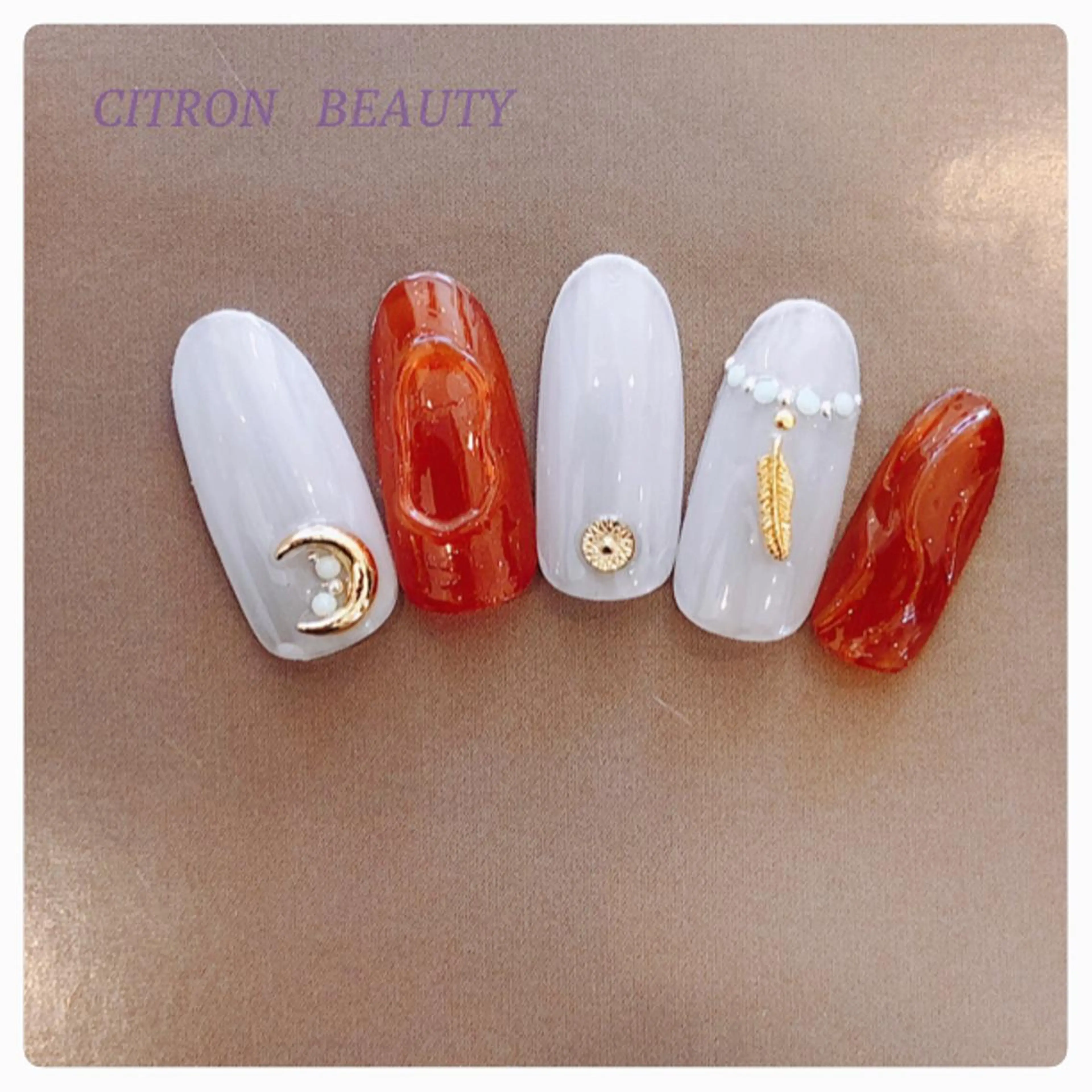 ネイル ブラウン 赤色 CITRON NAIL💅冨田のネイルデザイン