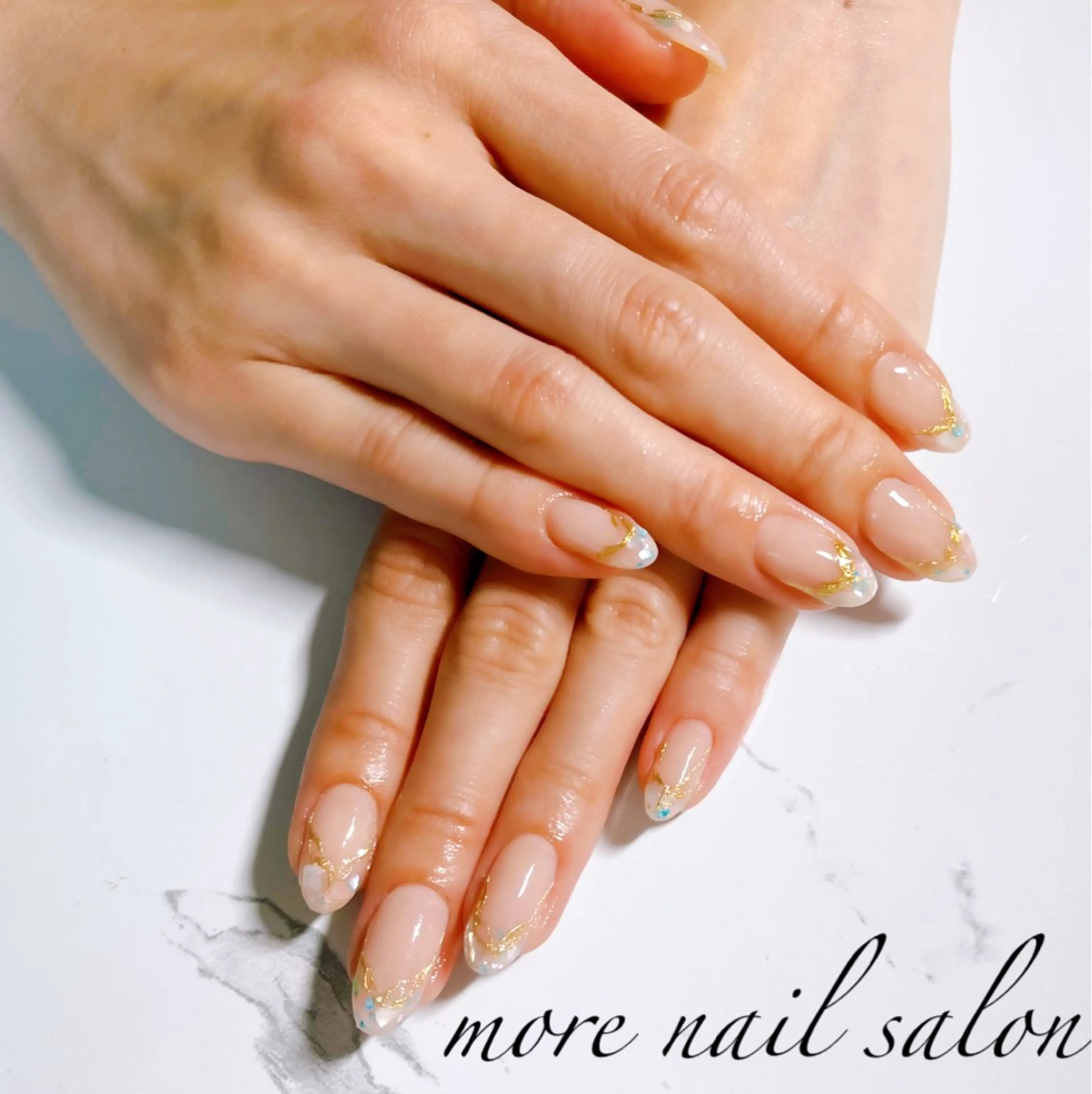 ネイル フレンチネイル ミラーネイル nail salon moreのネイルデザイン