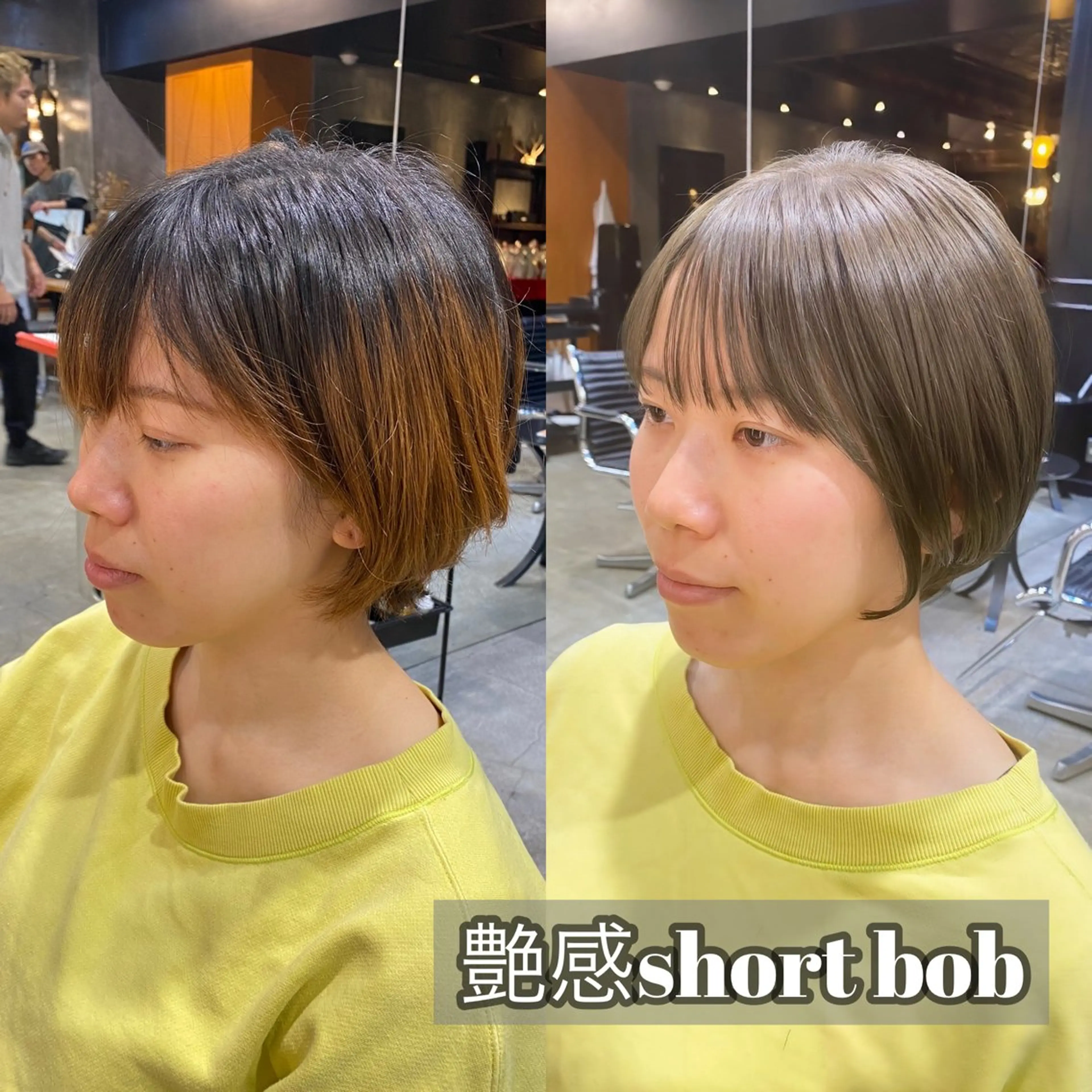 ショート カラー ショートボブ グレージュ カーキグレージュ ボブ ショートヘア ブリーチなしダブル カラー🧸🐺陽介のヘアスタイル