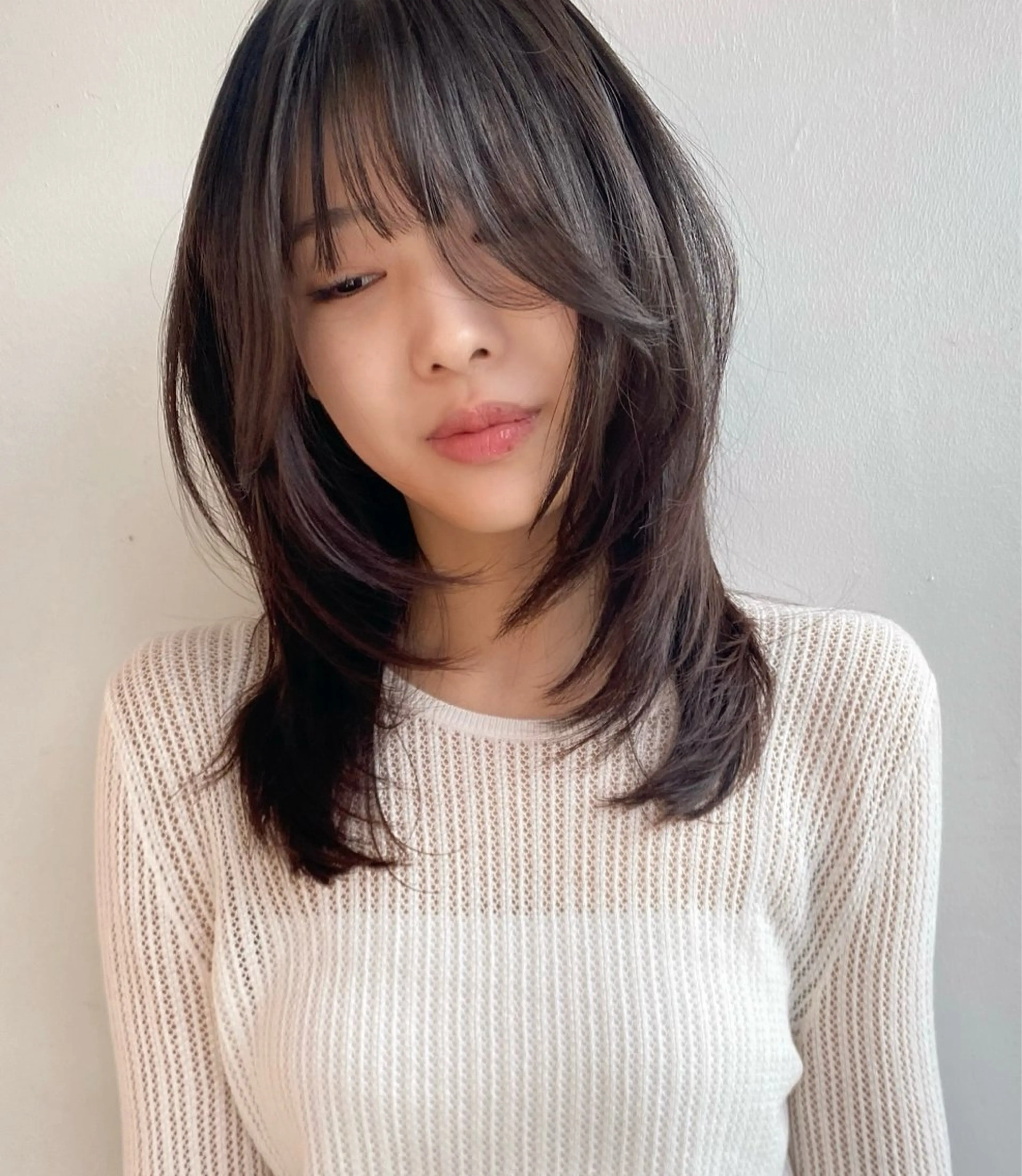 ミディアム カラー ヘアアレンジ 小顔カット カット ヘアカラー トリートメント 🎀韓国レイヤー 🎀白石菜々のヘアスタイル