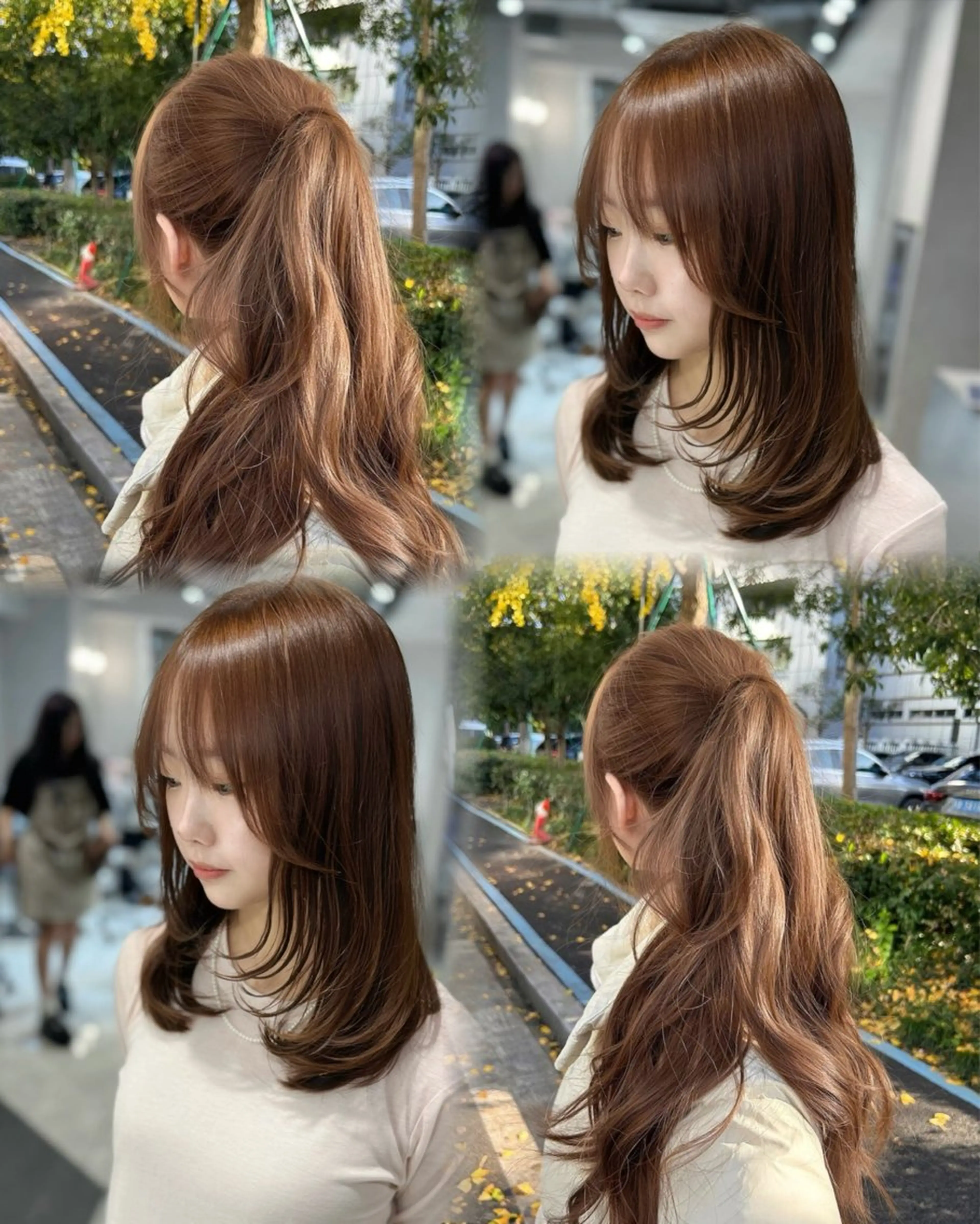 ミディアム カラー カット ヘアカラー トリートメント レイヤーカット×韓国 Ryotaroのヘアスタイル
