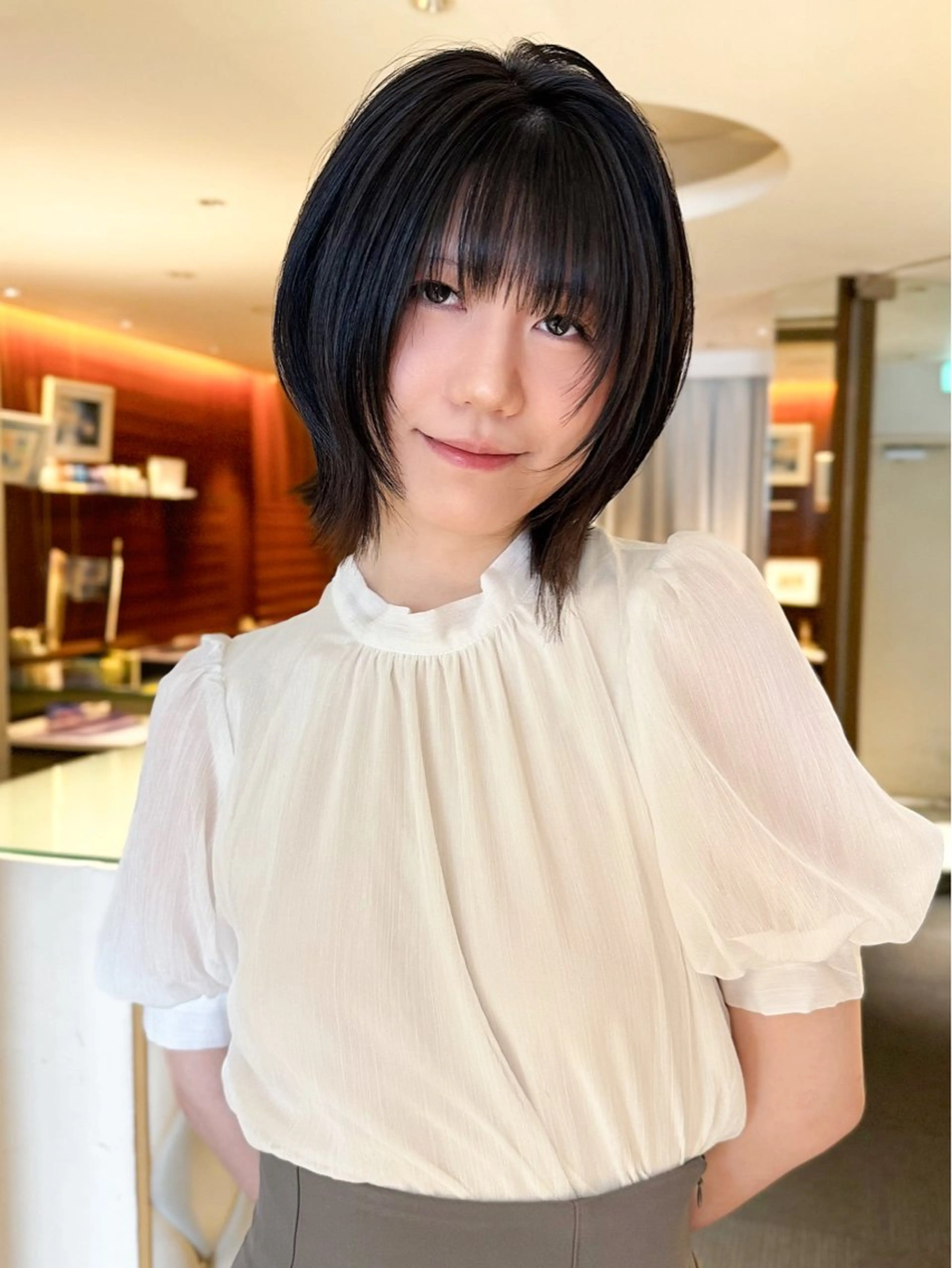 ミディアム ボブレイヤー ボブ レイヤーカット モデル募集/山田蓮/ レイヤーボブのヘアスタイル