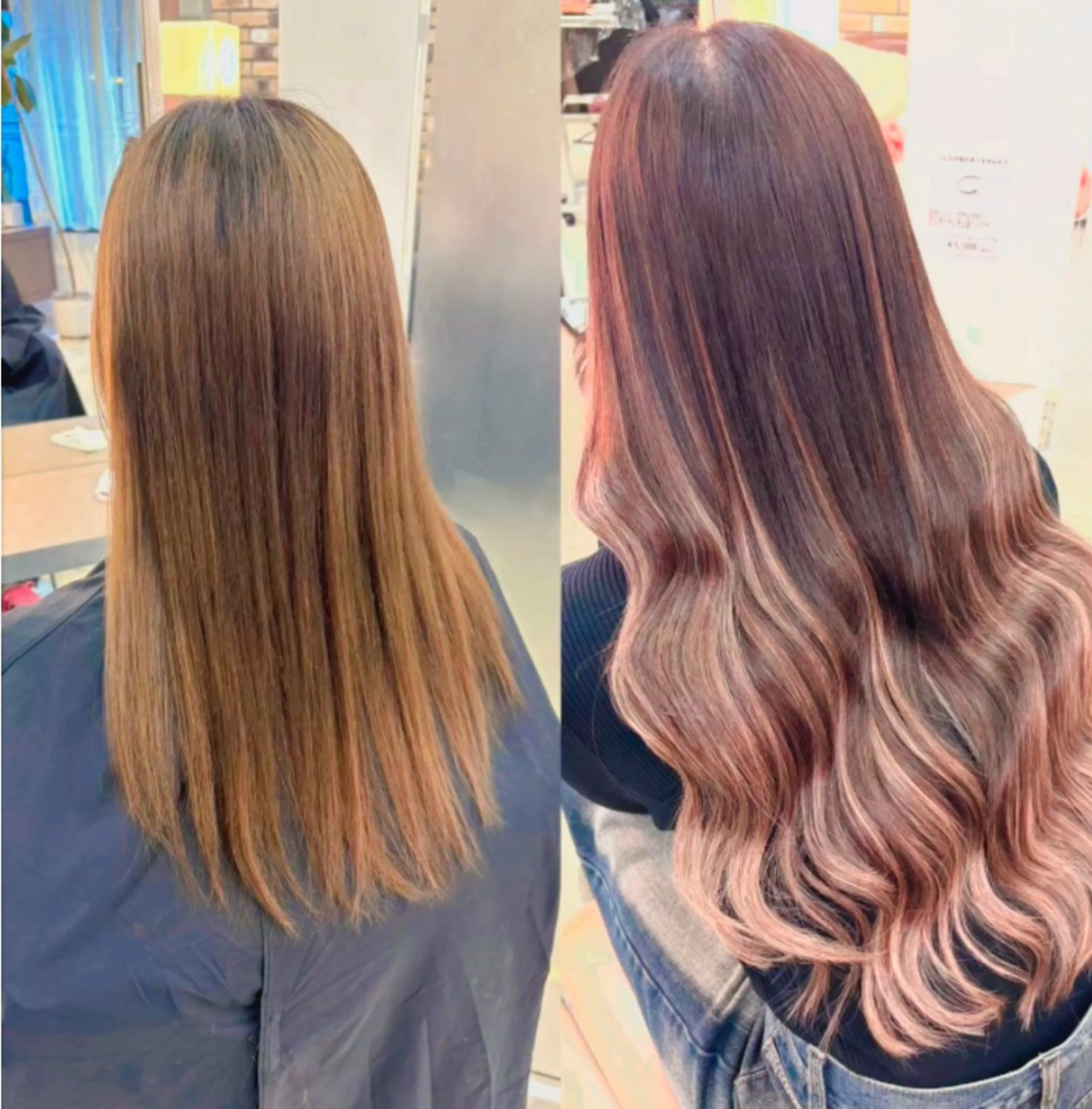 ミディアム ヘアカラー エクステ 暖色カラー❤️横浜 エクステらん🦖のヘアスタイル