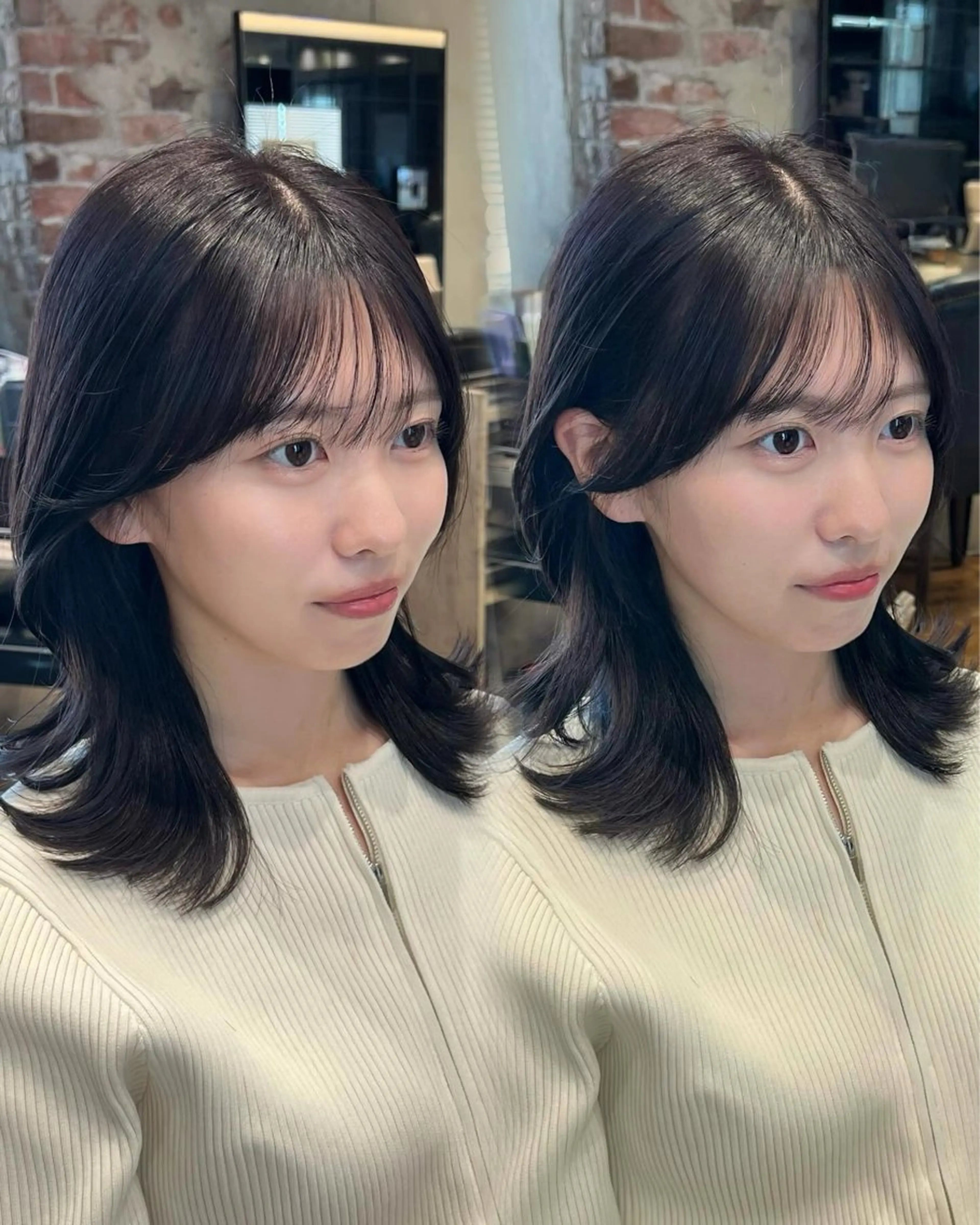 ミディアム くびれヘア レイヤーカット カット ヘアカラー トリートメント 🧡くびれヘア/前髪 顔周り🧡久原結衣のヘアスタイル