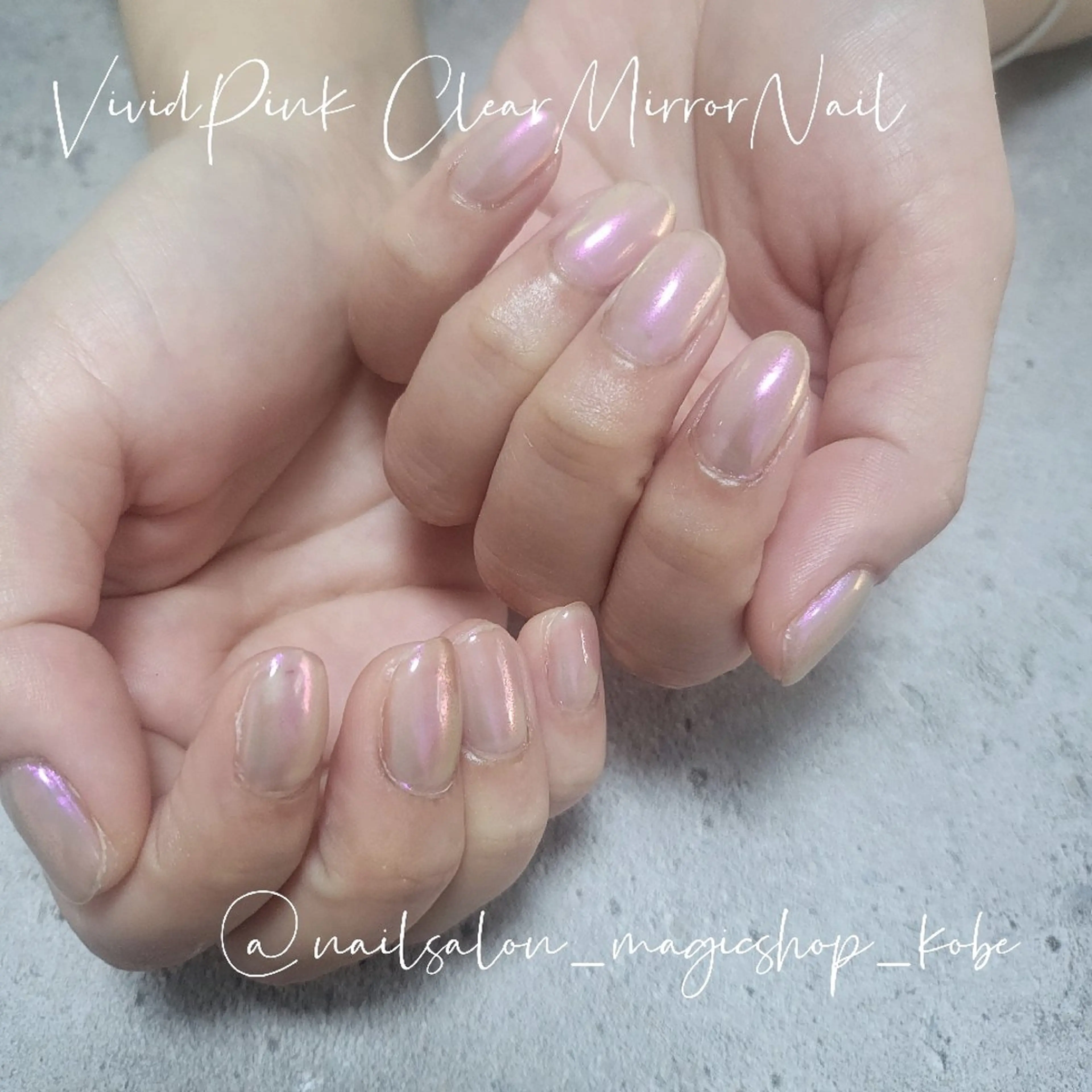 ネイル クリアネイル ジェルネイル ミラーネイル ピンク シンプルネイル ハンドネイル Nailsalon MagicShopのネイルデザイン
