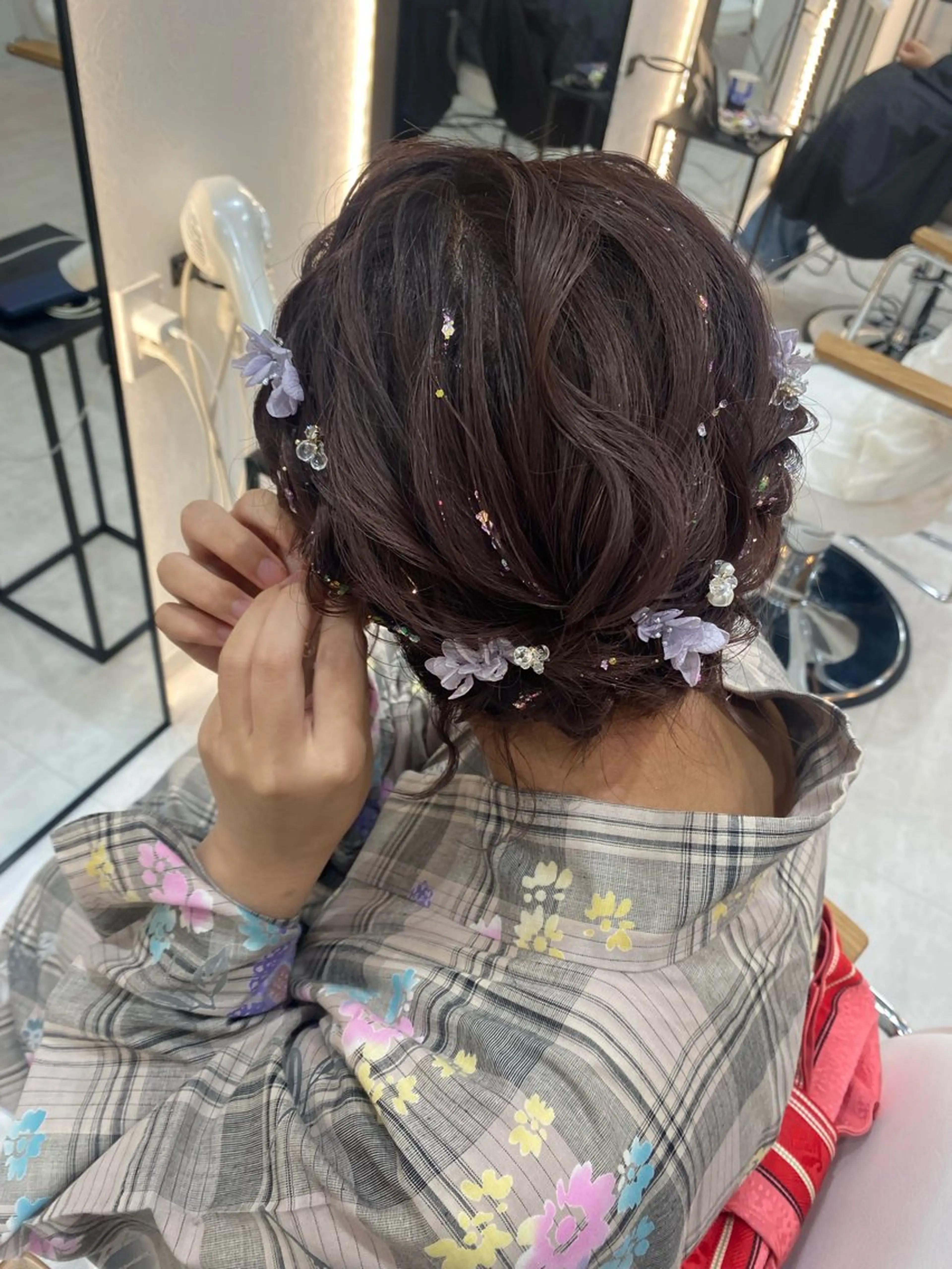 ショート 浴衣 ヘアセット 博多美容室♡ 髪質改善/艶カラーのヘアスタイル
