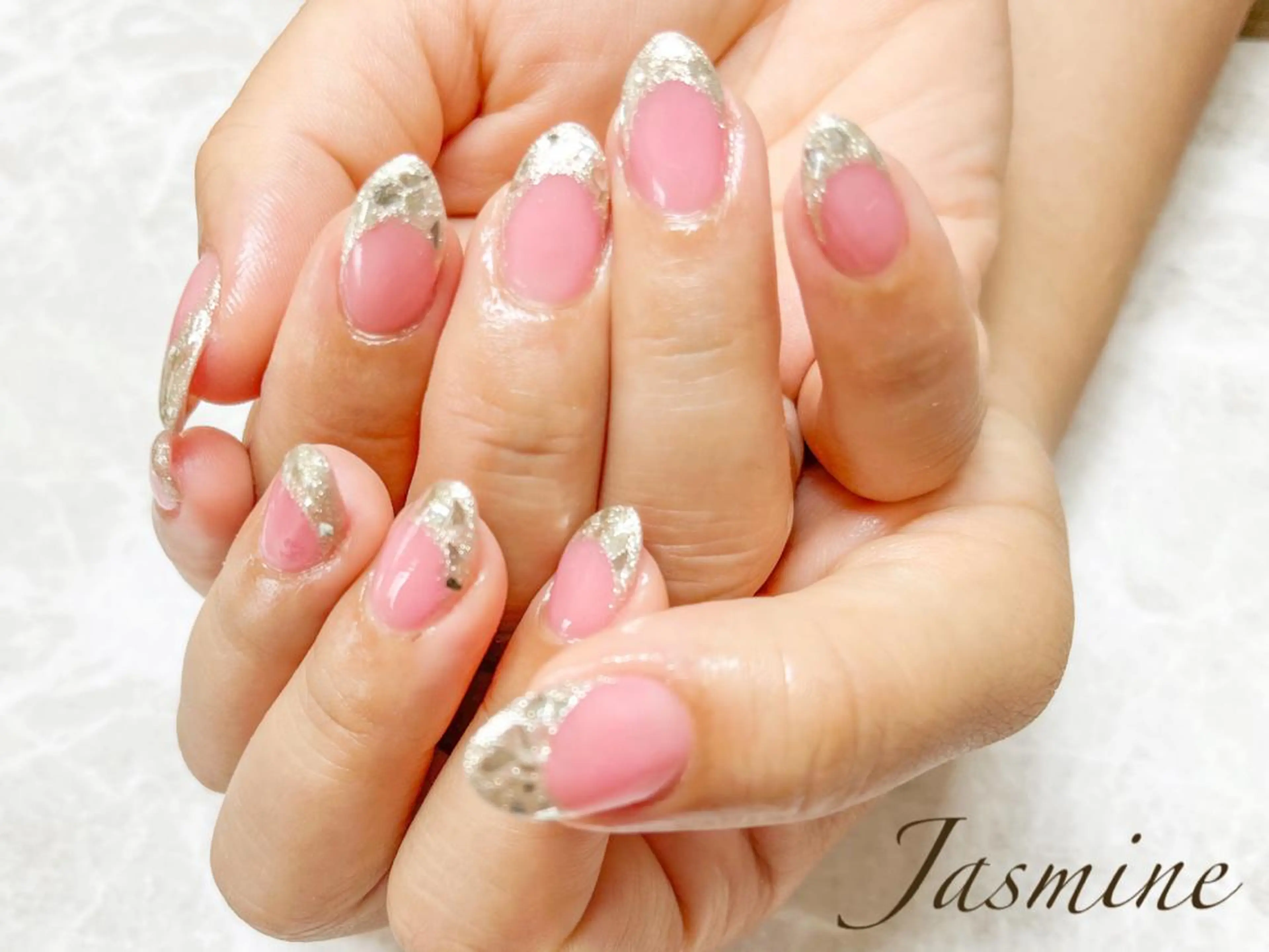 ネイル フレンチネイル ガラスフレンチ Jasmine 林のネイルデザイン