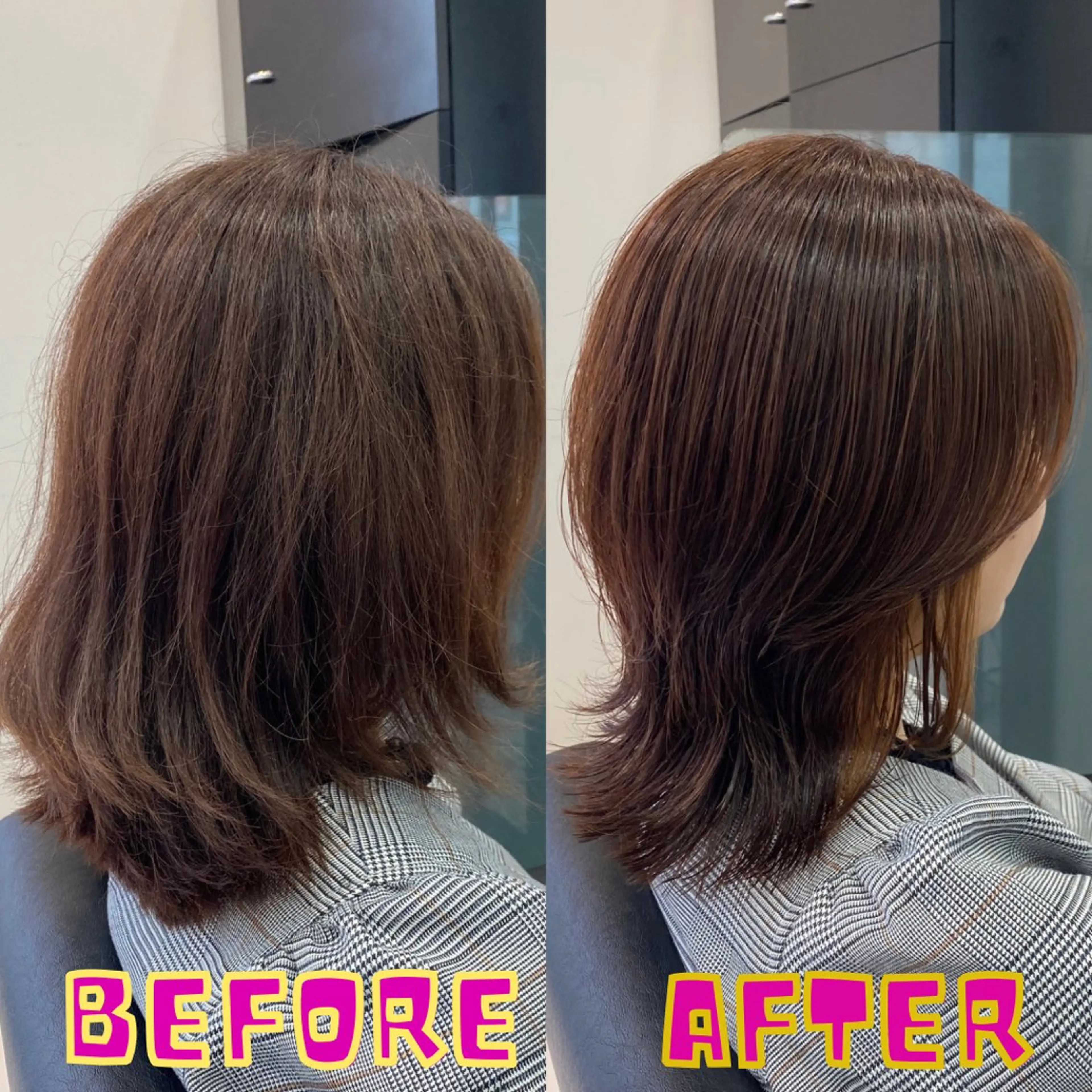 ミディアム カット ヘアカラー トリートメント YASU🍎ボブ/ 赤系カラー/髪質改善のヘアスタイル