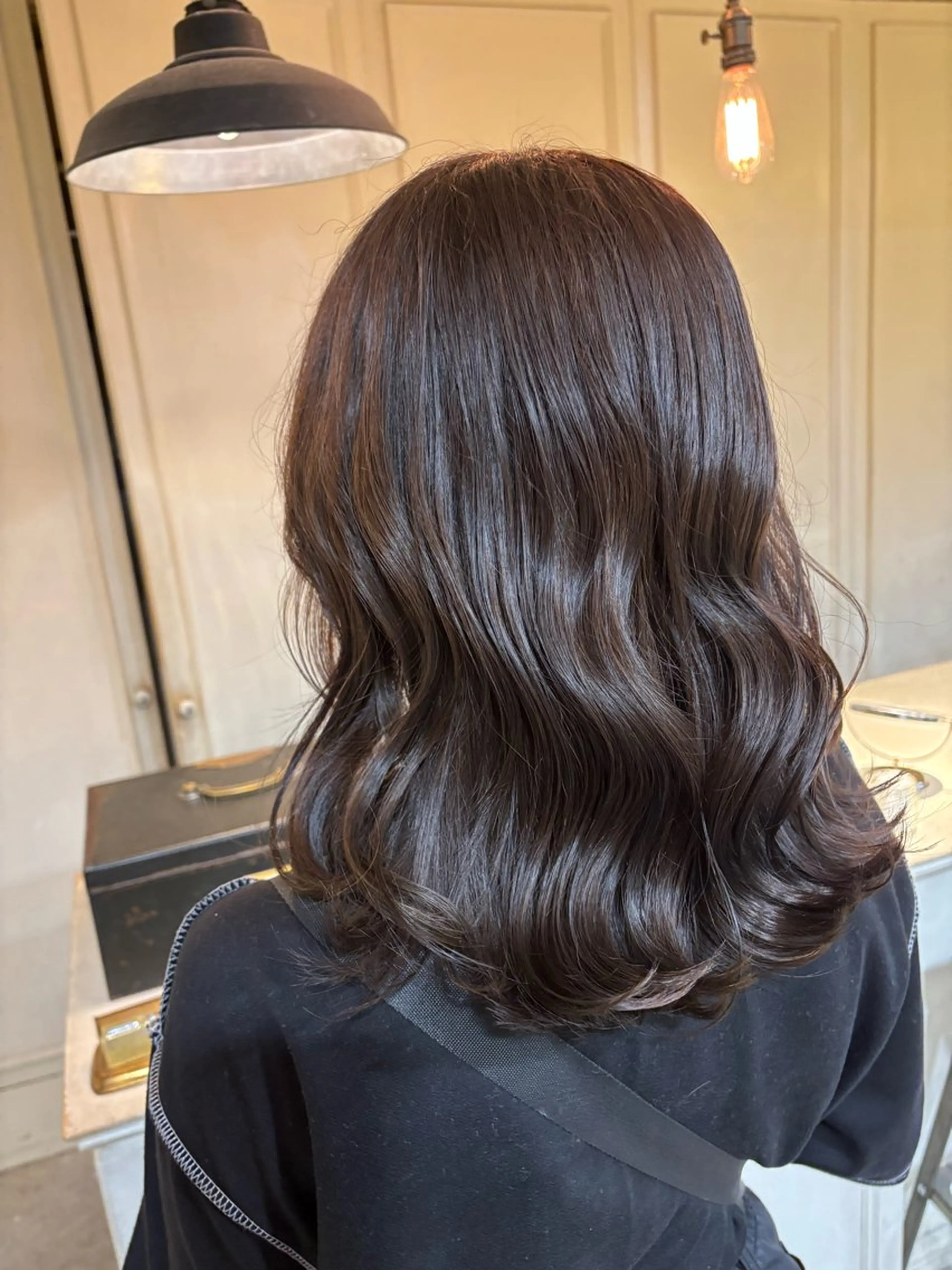 ミディアム ラベンダーブラウン ヘアカラー トリートメント わたべ みゆのヘアスタイル
